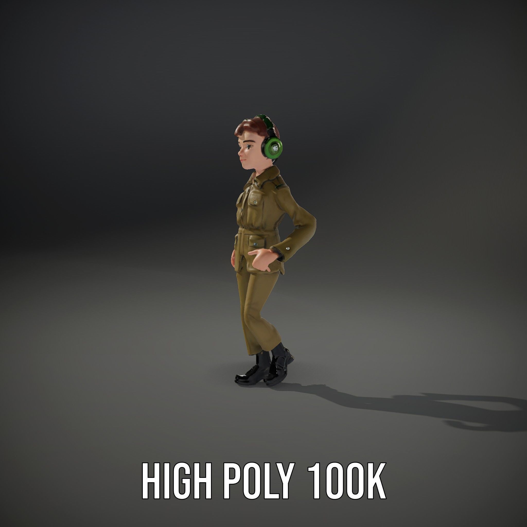 Animated Female Soldier Character Model Rigged and Ready Low-poly 3D model_12