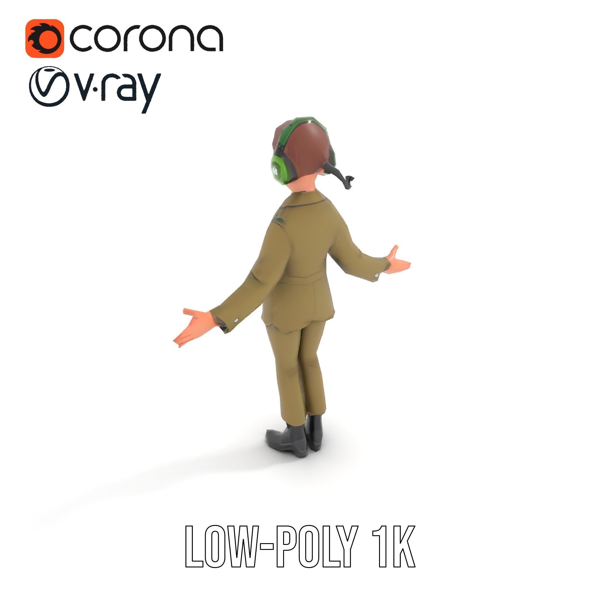 Animated Female Soldier Character Model Rigged and Ready Low-poly 3D model_21