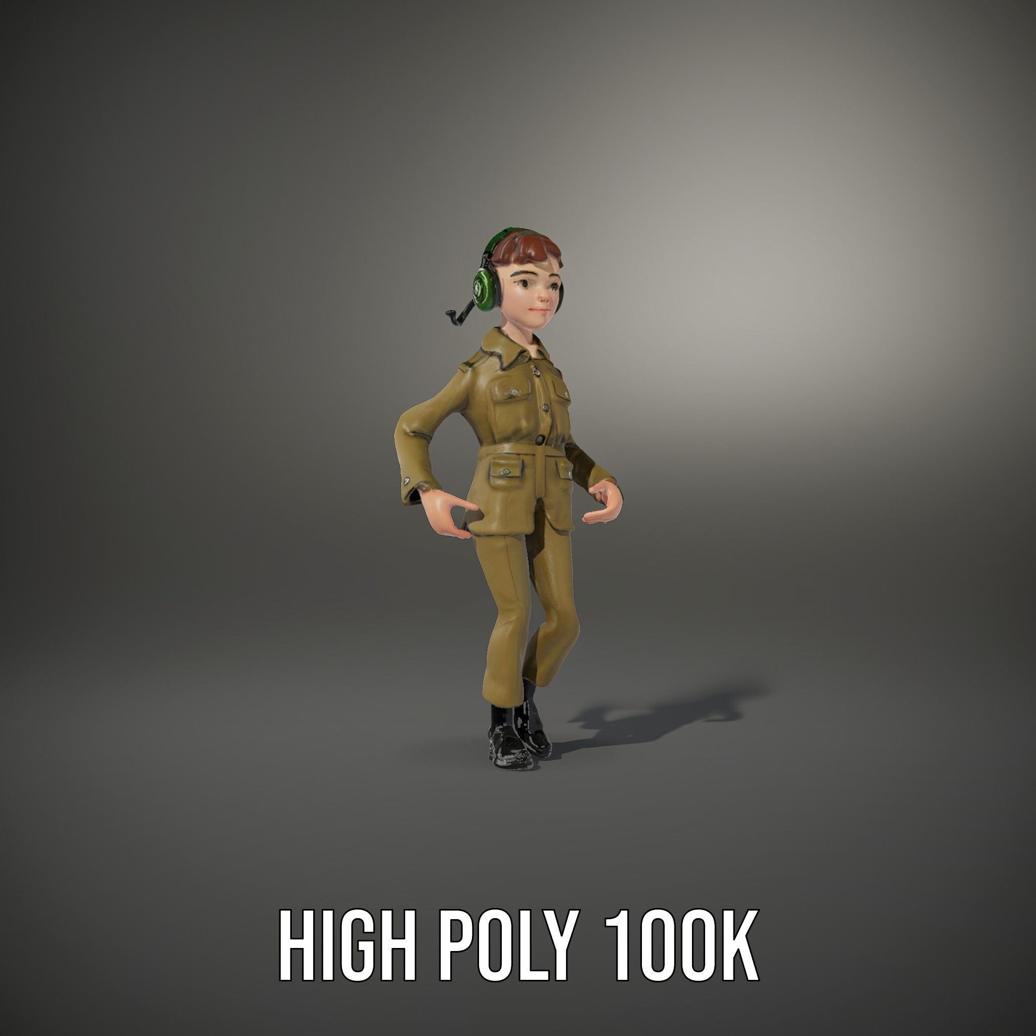 Animated Female Soldier Character Model Rigged and Ready Low-poly 3D model_9