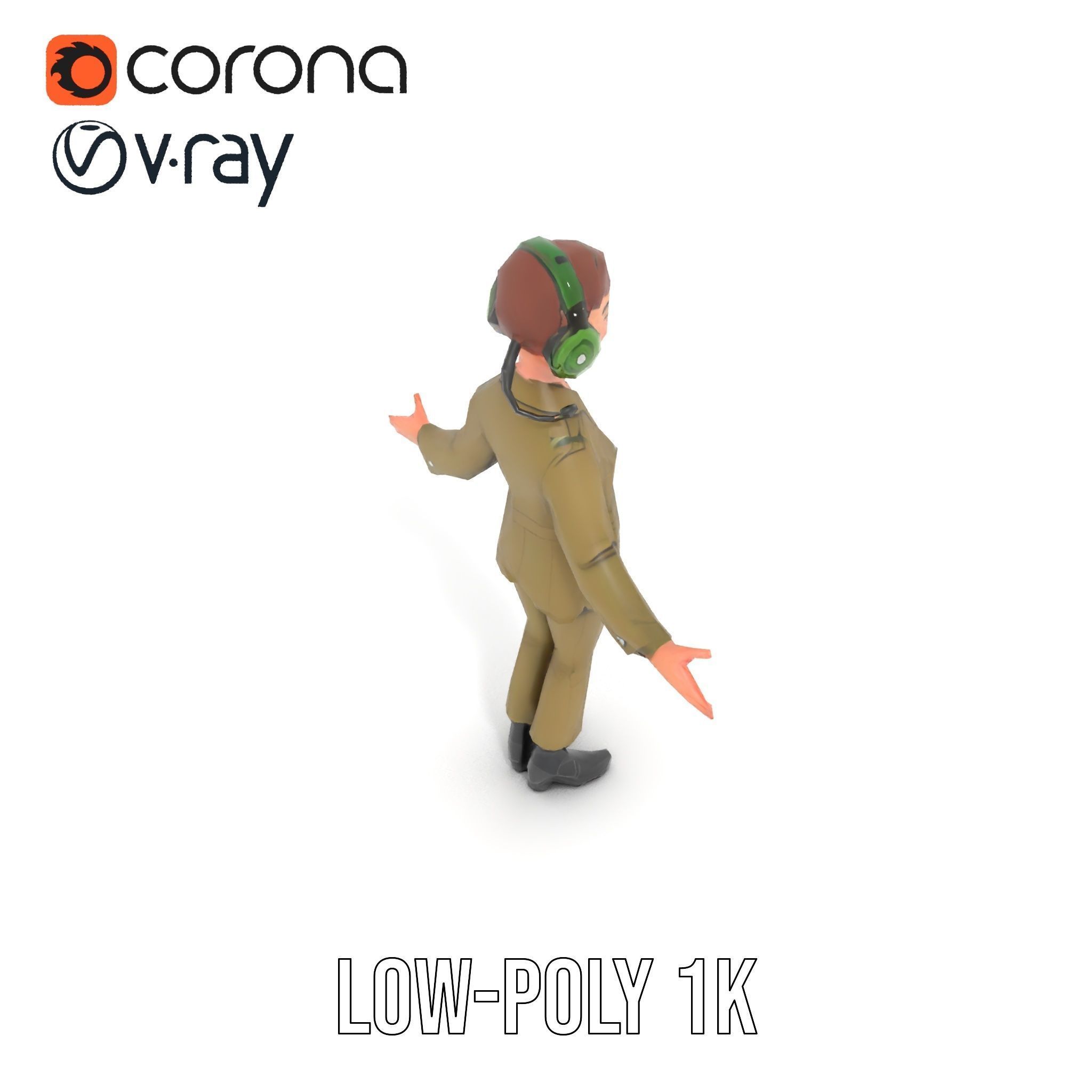 Animated Female Soldier Character Model Rigged and Ready Low-poly 3D model_7