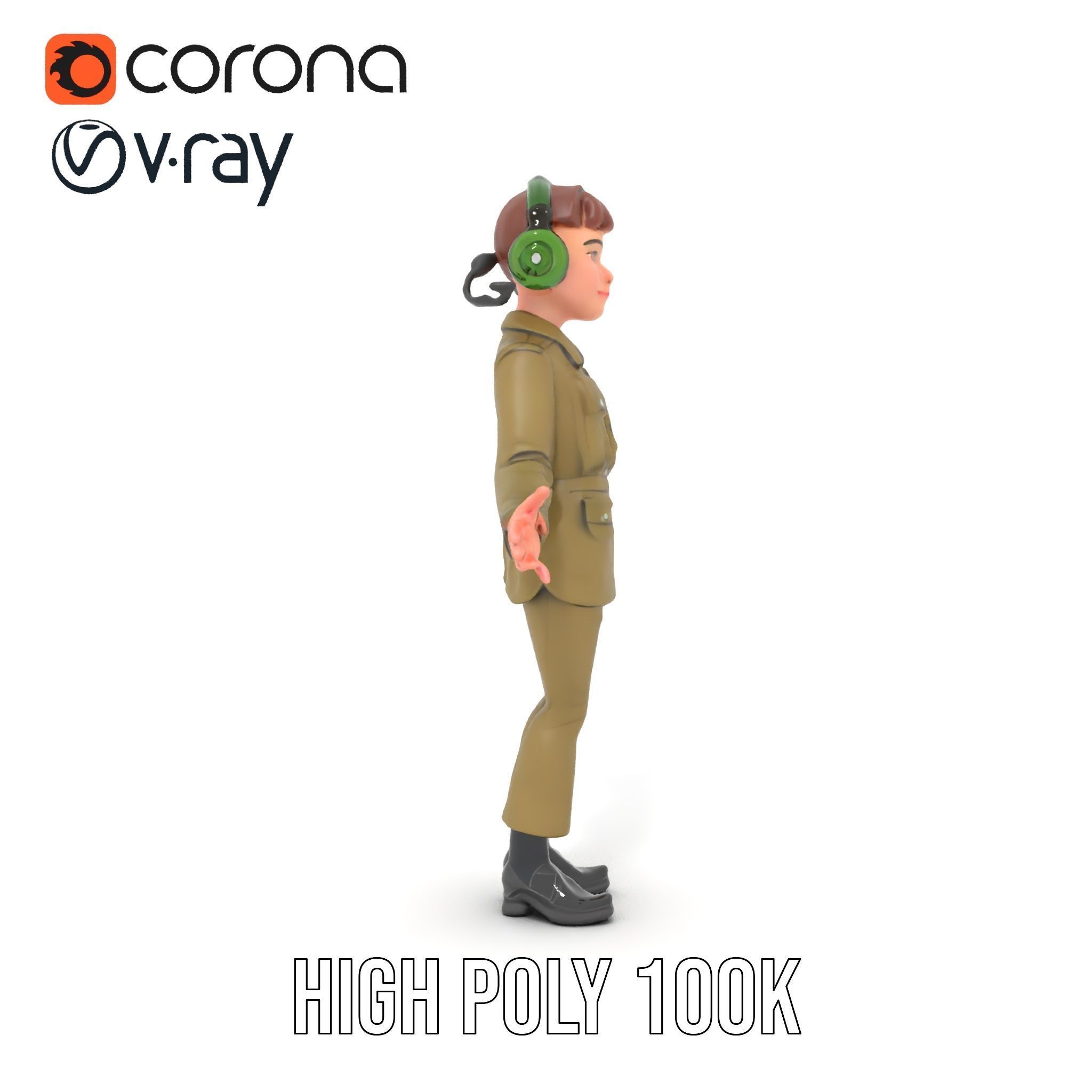 Animated Female Soldier Character Model Rigged and Ready Low-poly 3D model_31