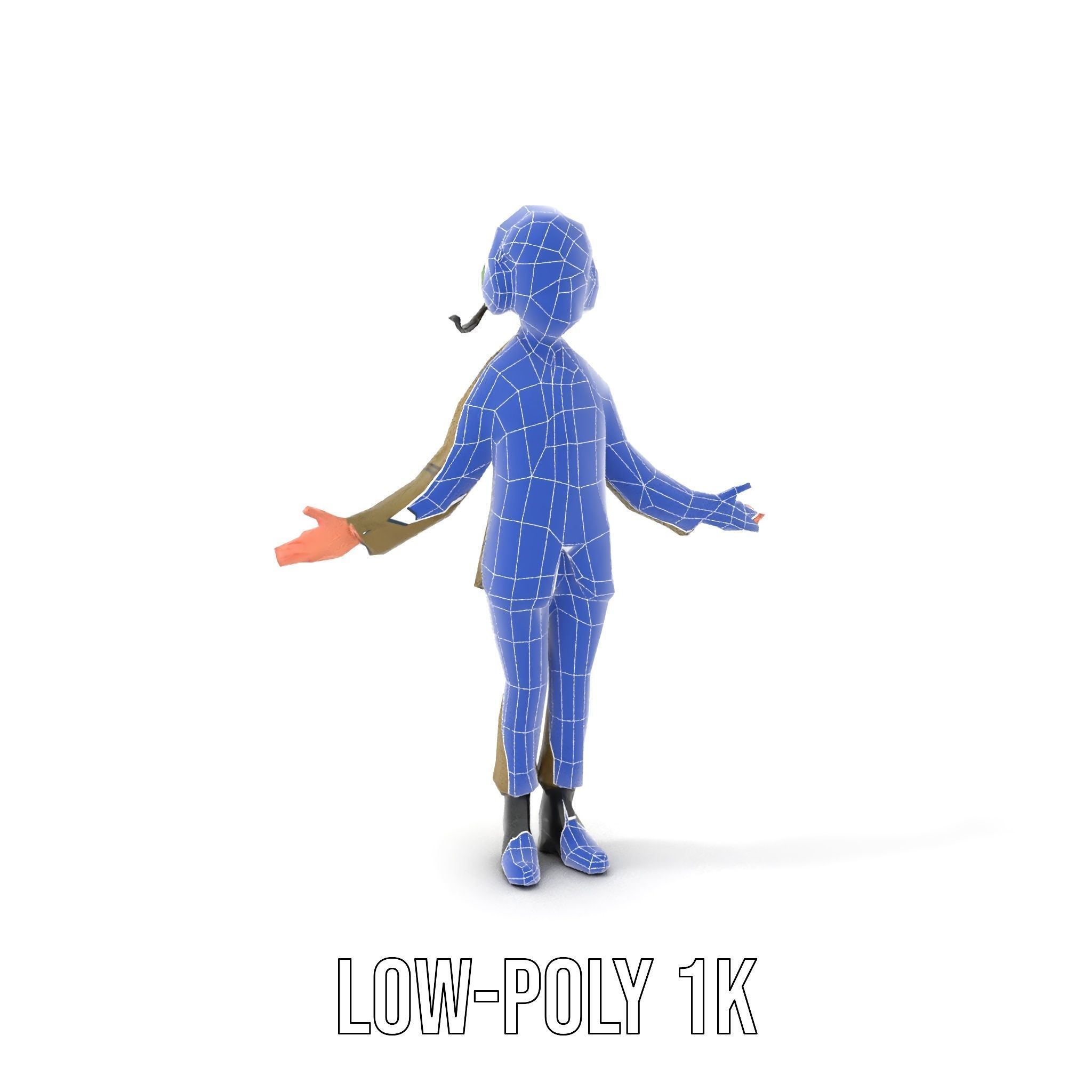 Animated Female Soldier Character Model Rigged and Ready Low-poly 3D model_24