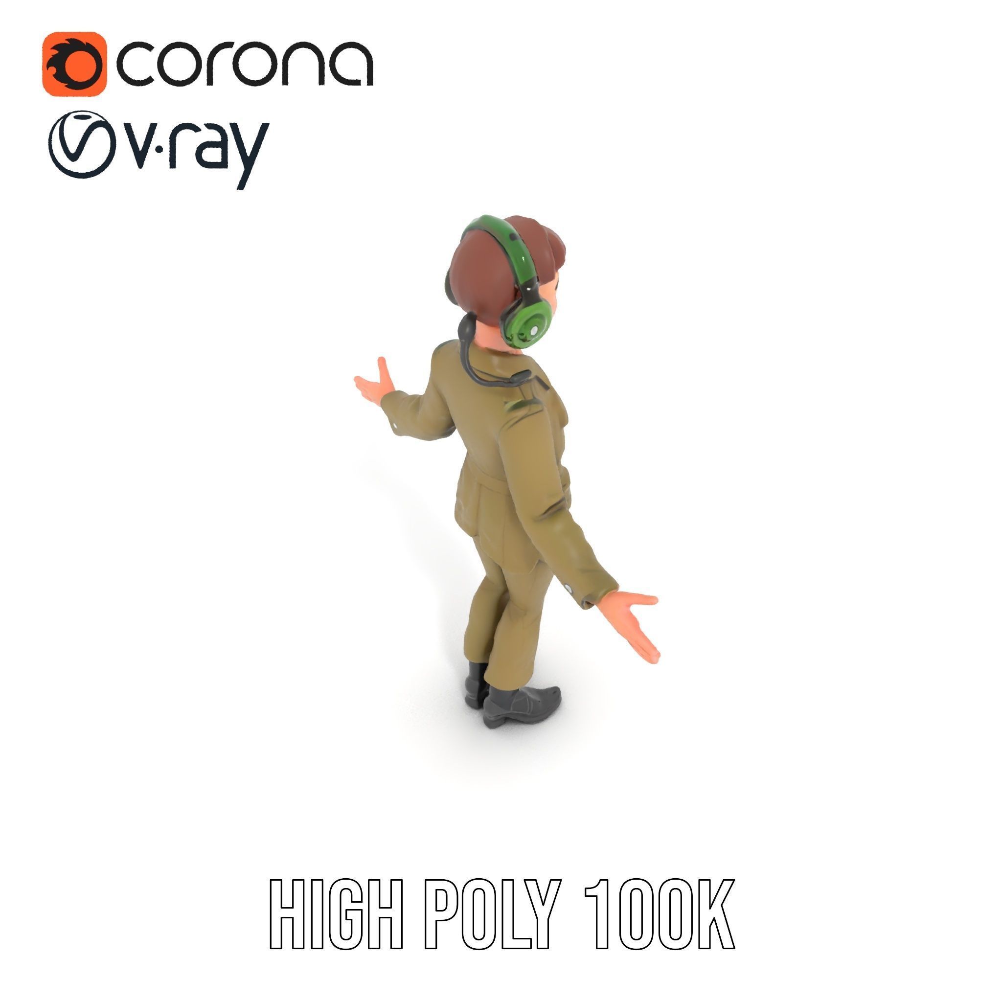 Animated Female Soldier Character Model Rigged and Ready Low-poly 3D model_19