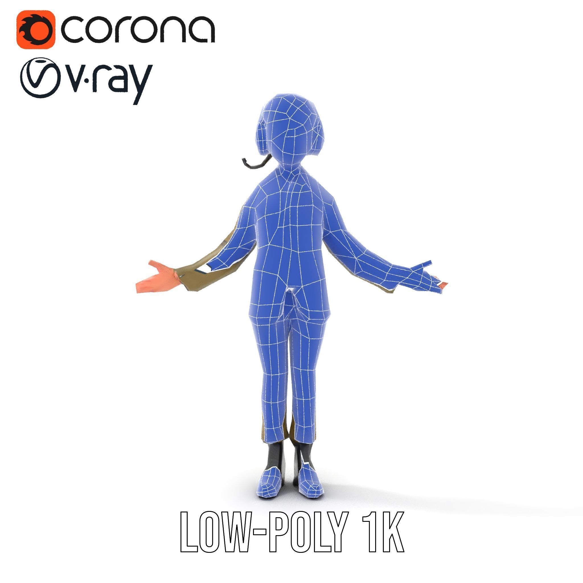 Animated Female Soldier Character Model Rigged and Ready Low-poly 3D model_27