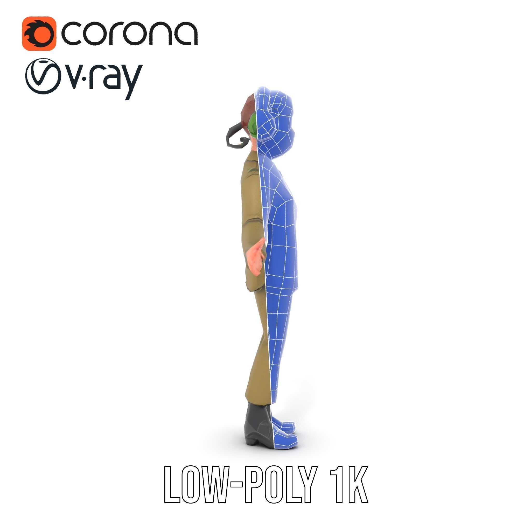 Animated Female Soldier Character Model Rigged and Ready Low-poly 3D model_30