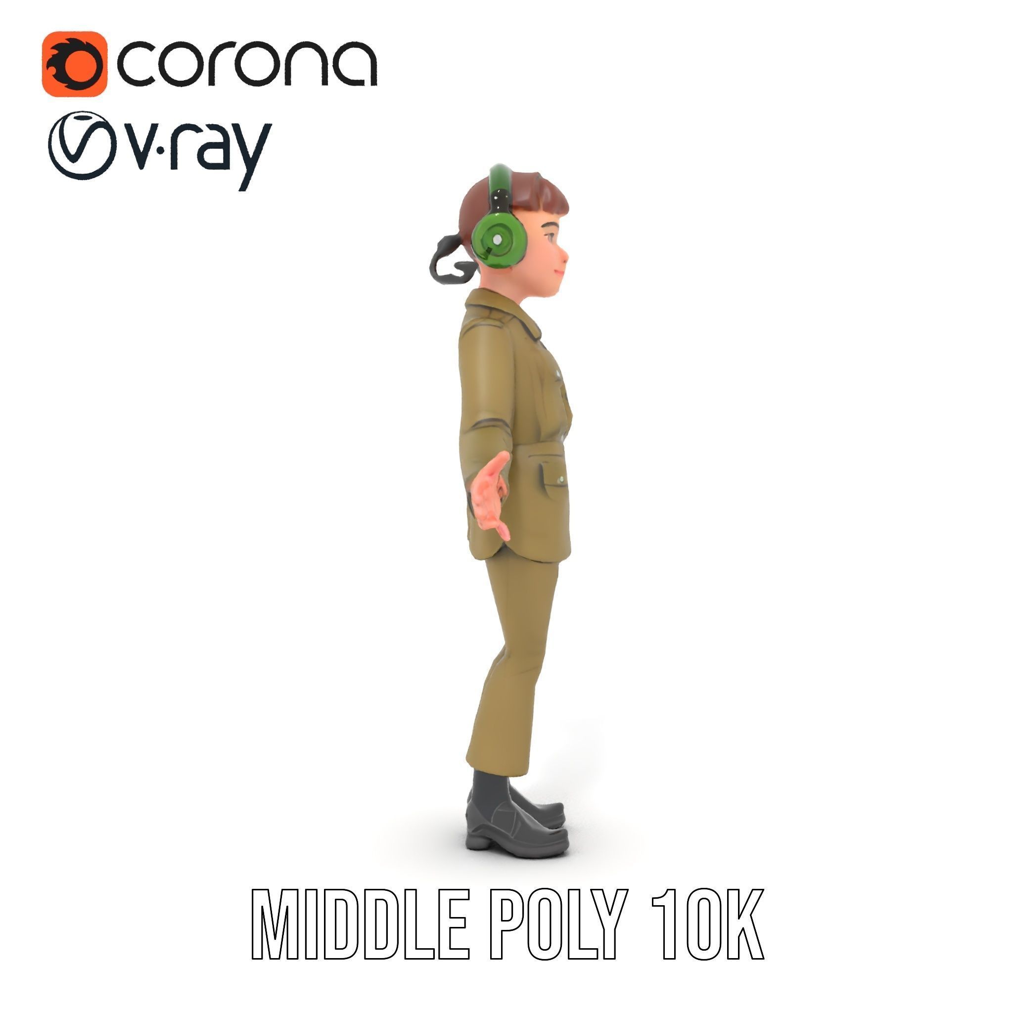 Animated Female Soldier Character Model Rigged and Ready Low-poly 3D model_29