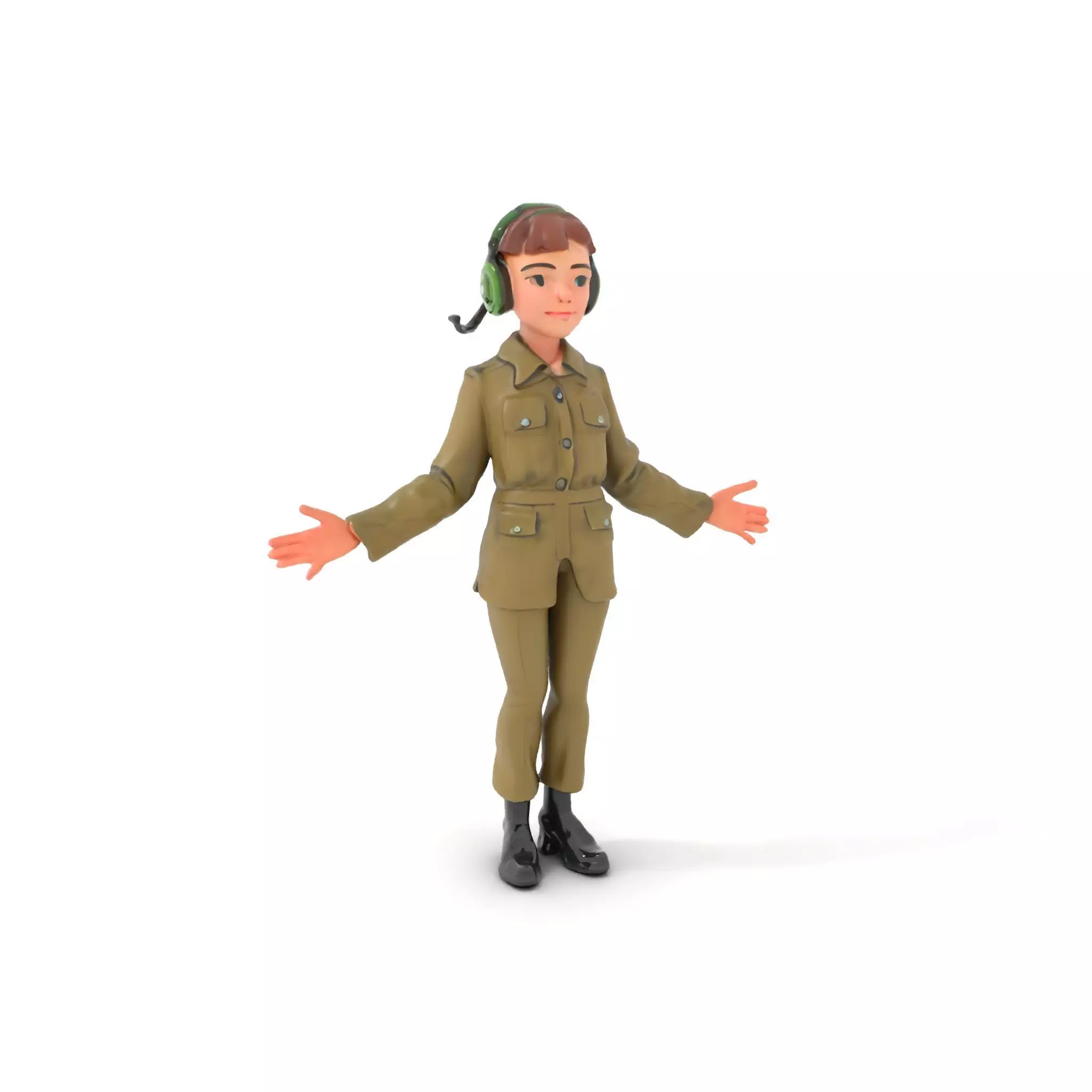 Animated Female Soldier Character Model Rigged and Ready Low-poly 3D model_0