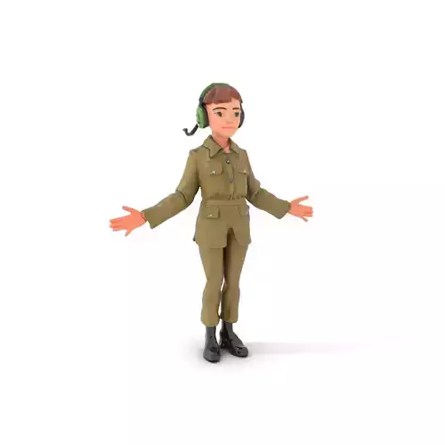 Animated Female Soldier Character Model Rigged and Ready Low-poly 3D model