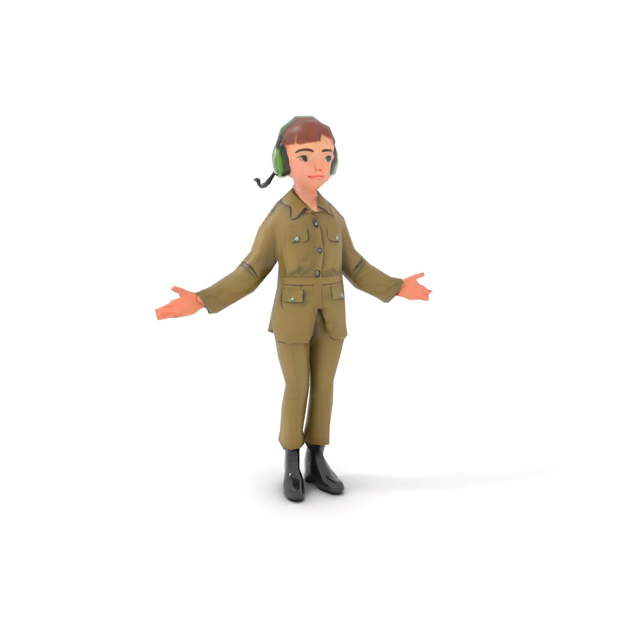Animated Female Soldier Character Model Rigged and Ready Low-poly 3D model_14