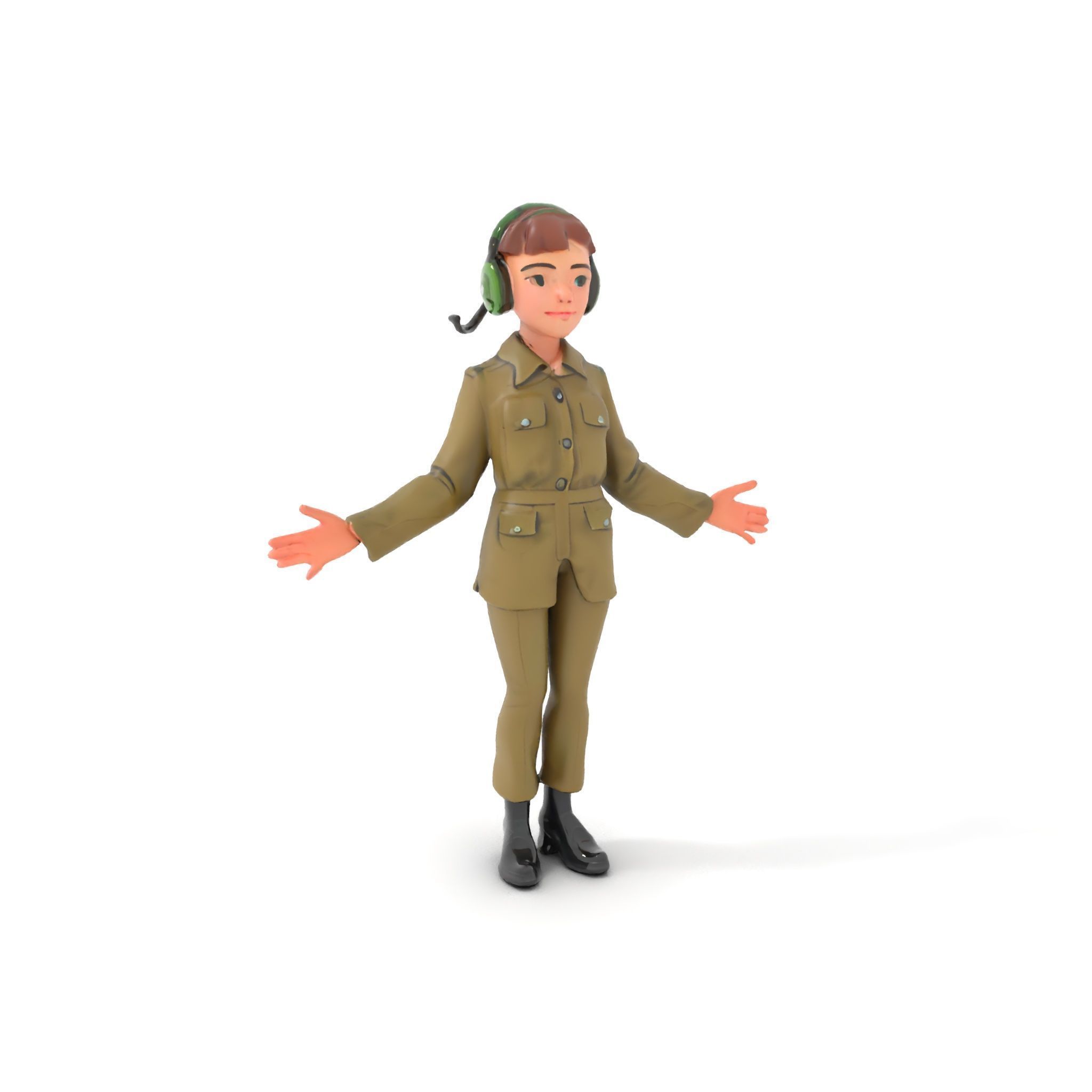 Animated Female Soldier Character Model Rigged and Ready Low-poly 3D model_10