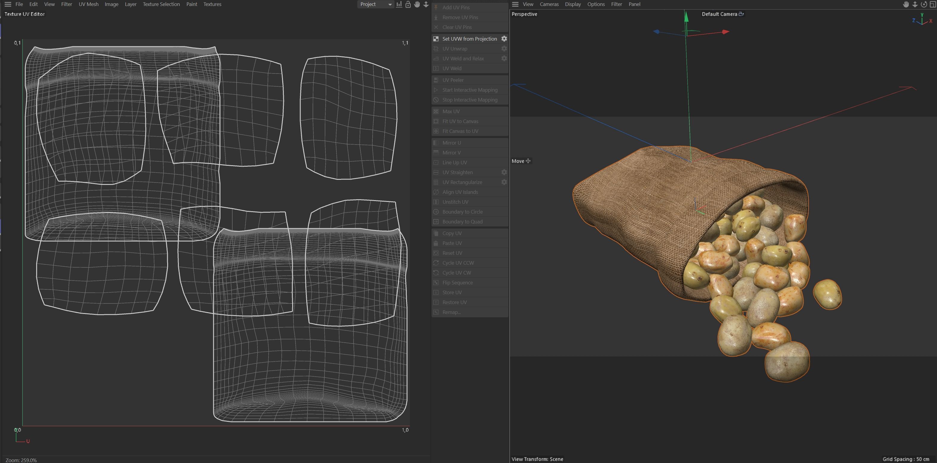 Potato sack  Low-poly 3D model_6