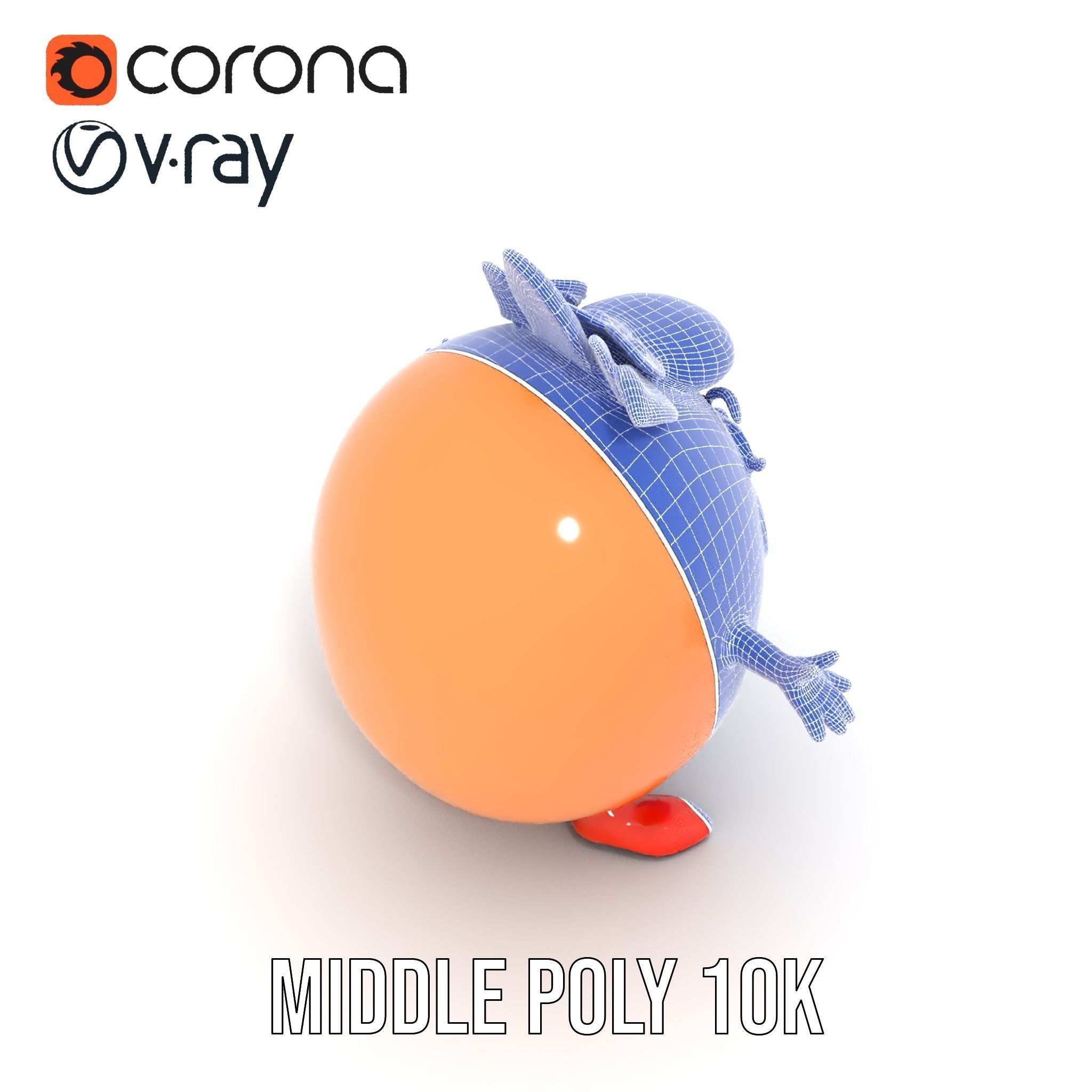 Smiley Orange Character Rigged and Animated with Flower Crown Low-poly 3D model_23