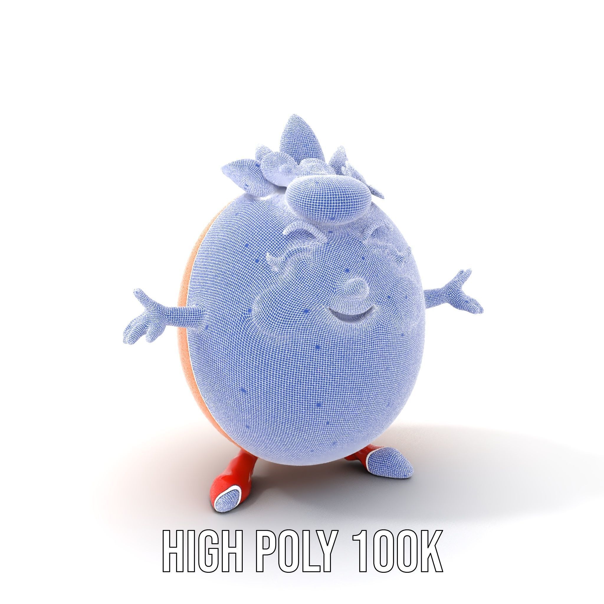 Smiley Orange Character Rigged and Animated with Flower Crown Low-poly 3D model_4