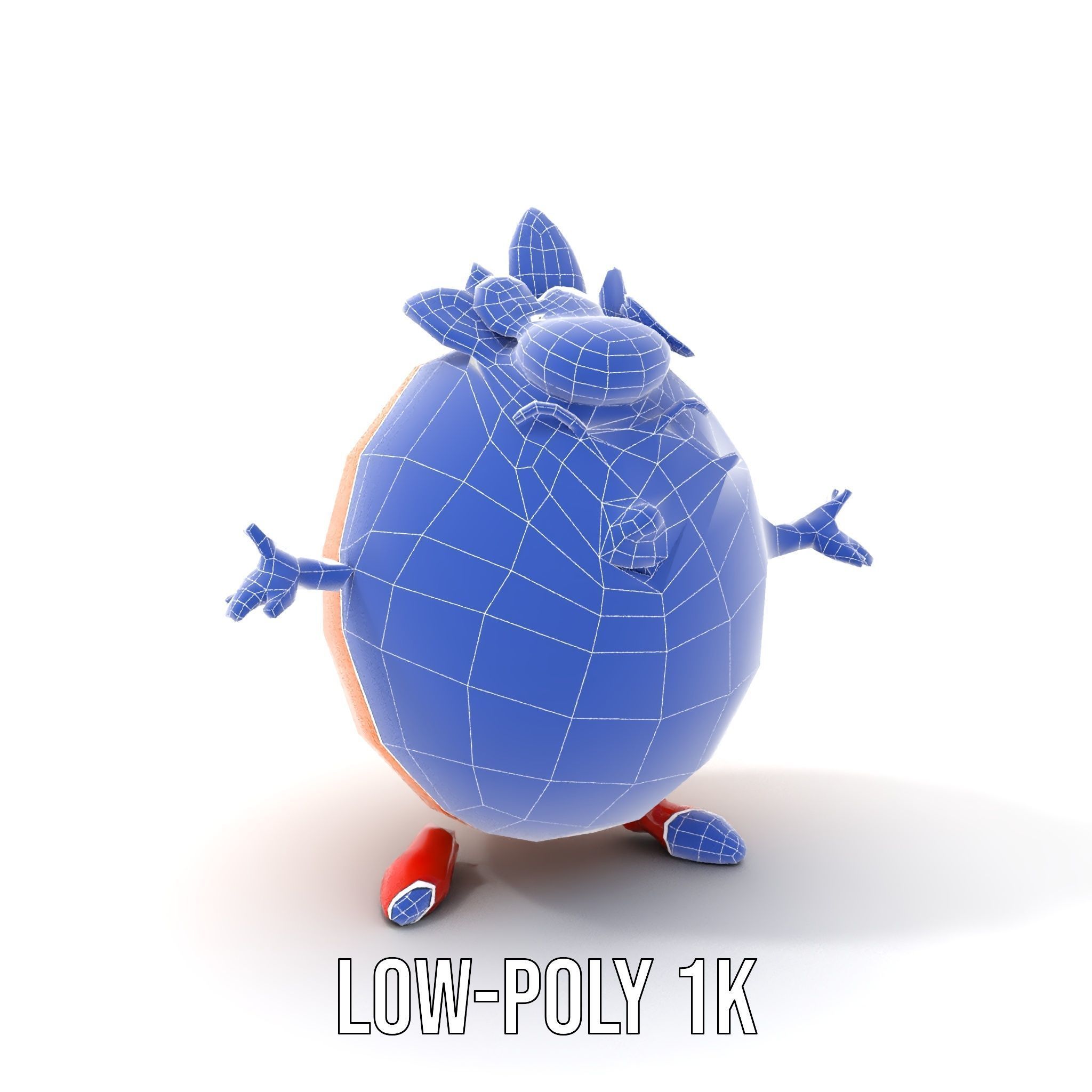 Smiley Orange Character Rigged and Animated with Flower Crown Low-poly 3D model_16