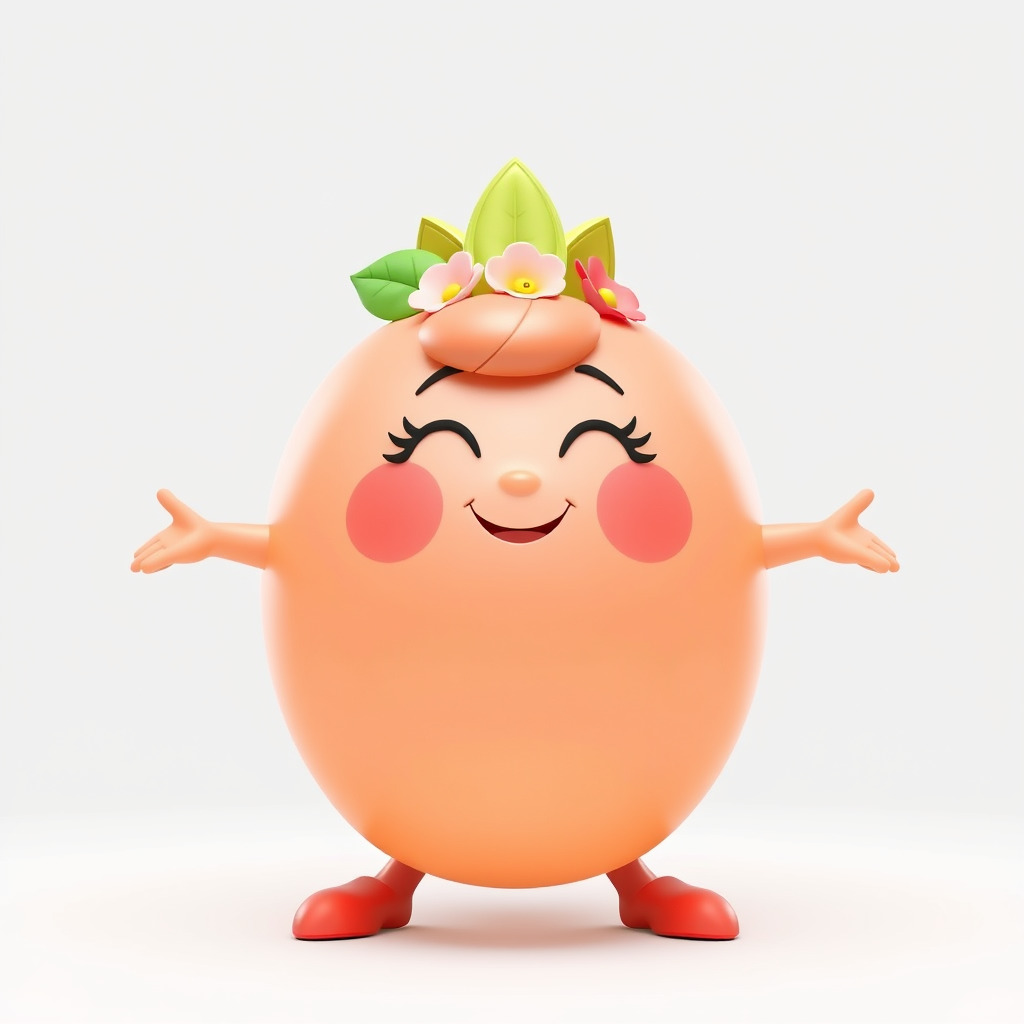 Smiley Orange Character Rigged and Animated with Flower Crown Low-poly 3D model_2