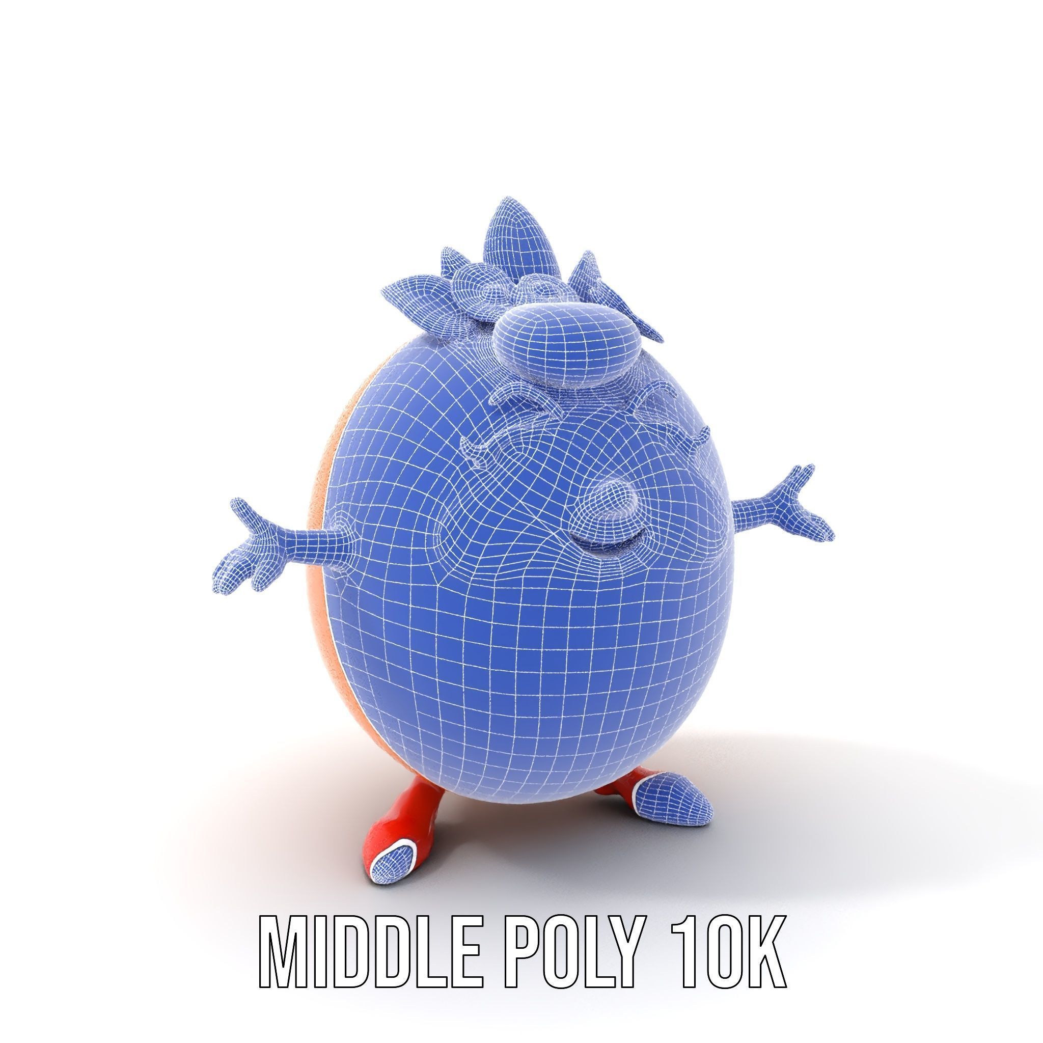 Smiley Orange Character Rigged and Animated with Flower Crown Low-poly 3D model_29