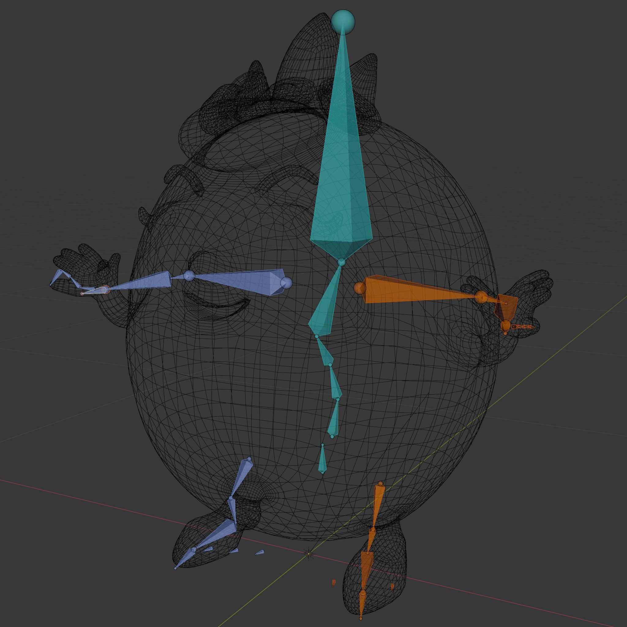 Smiley Orange Character Rigged and Animated with Flower Crown Low-poly 3D model_6