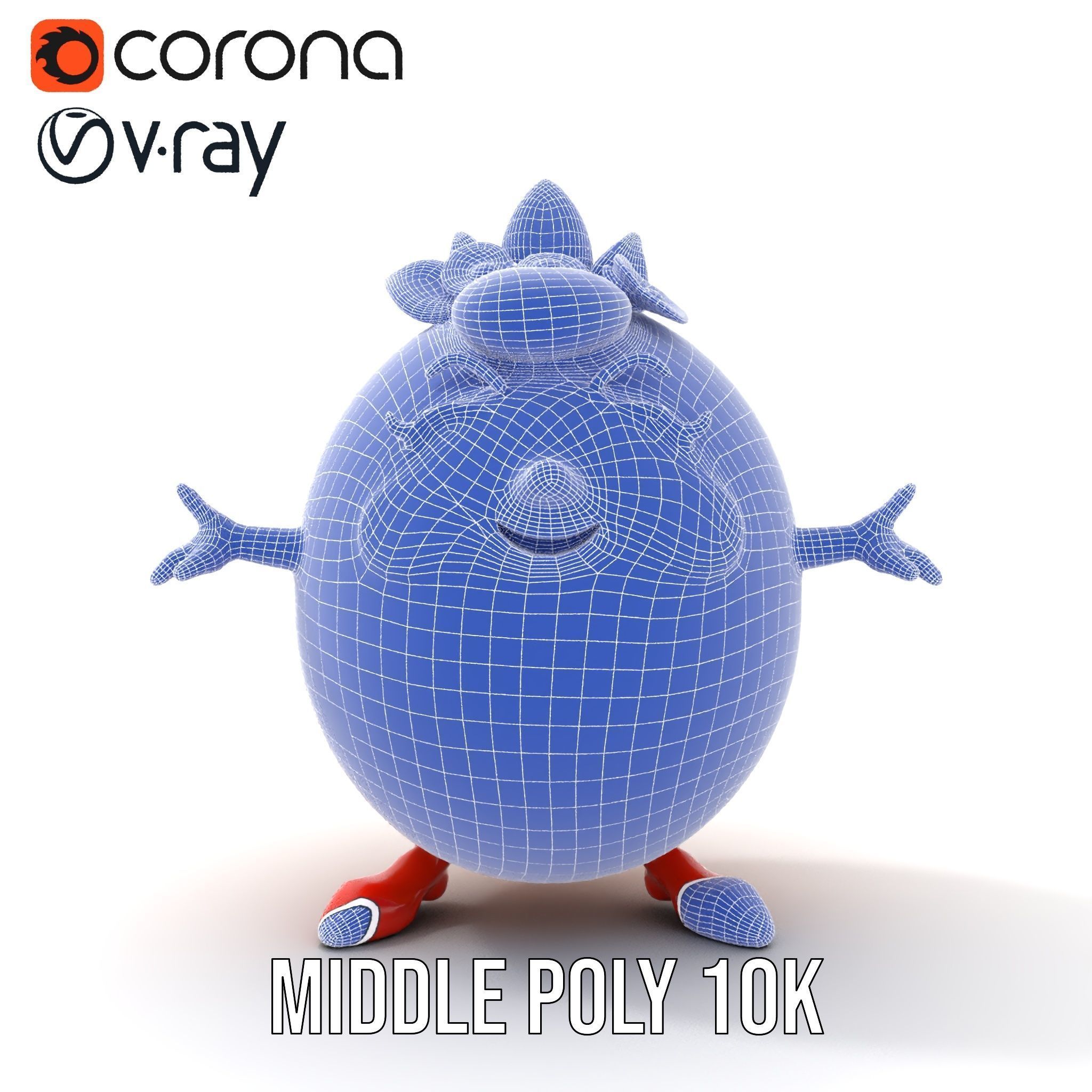 Smiley Orange Character Rigged and Animated with Flower Crown Low-poly 3D model_21