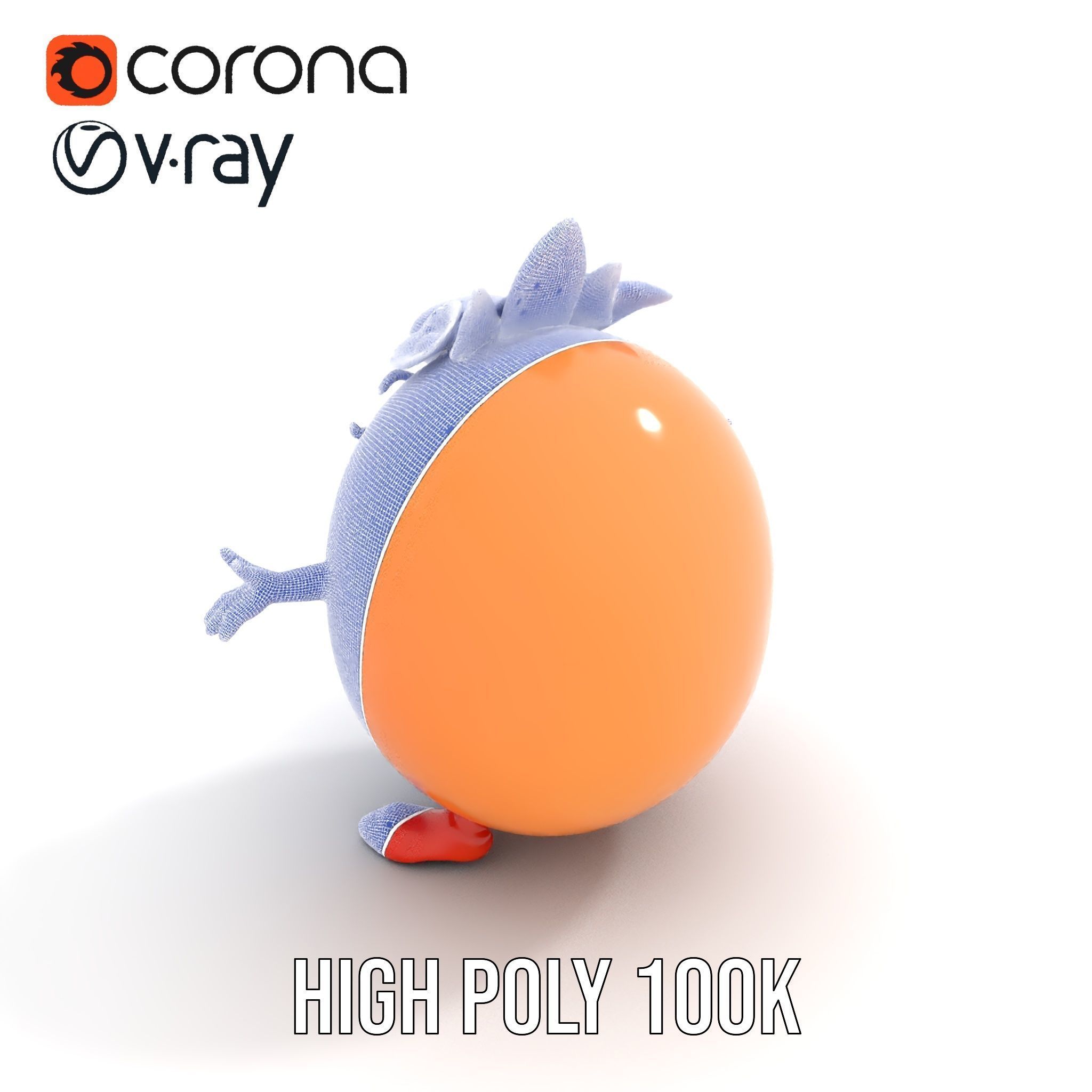 Smiley Orange Character Rigged and Animated with Flower Crown Low-poly 3D model_28