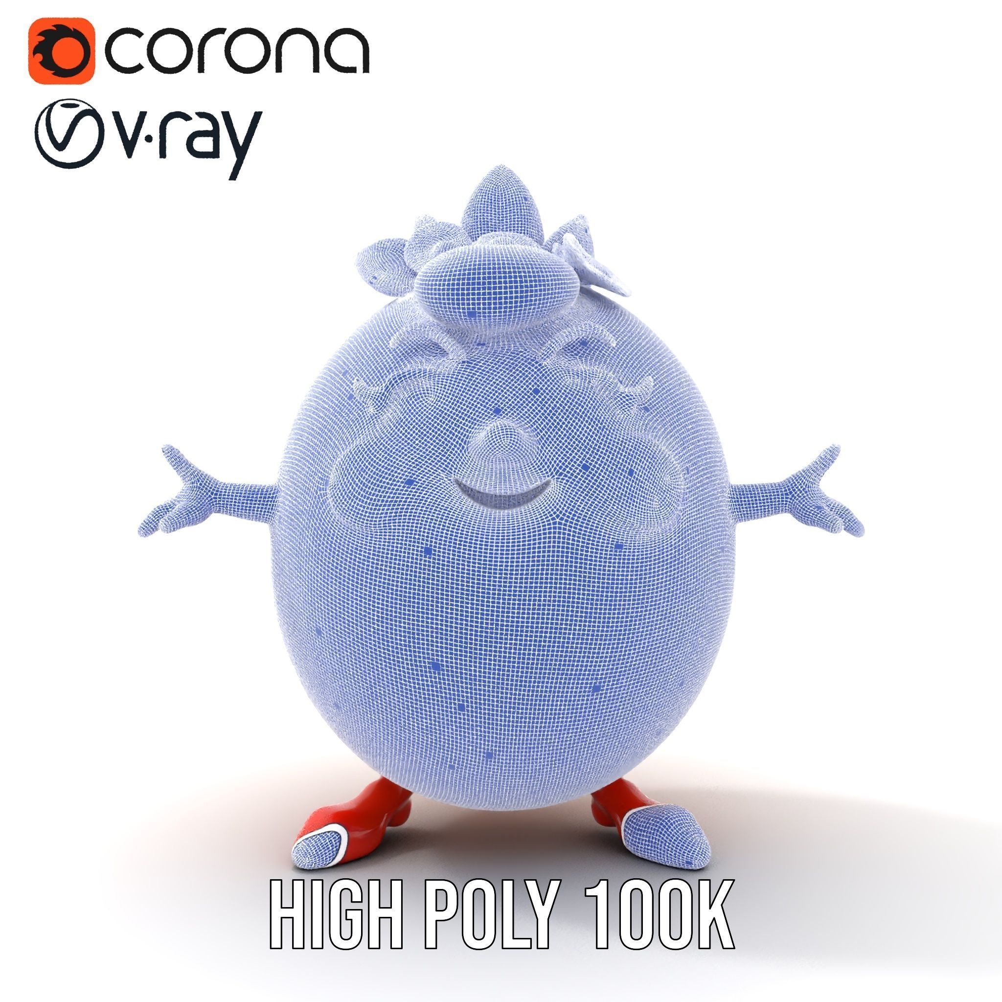 Smiley Orange Character Rigged and Animated with Flower Crown Low-poly 3D model_31