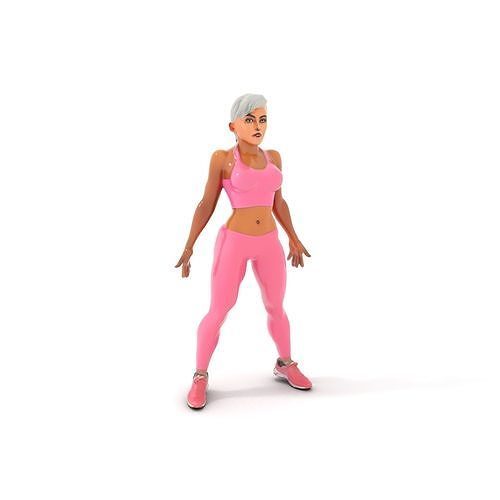 Athletic Female Character Rigged and Animated for Games Low-poly 3D model