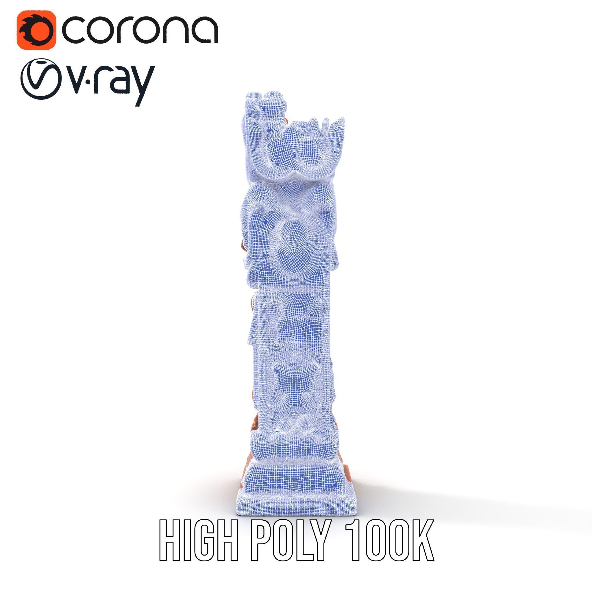 Intricate Wooden Carved Column Model Pack Low-poly 3D model_31