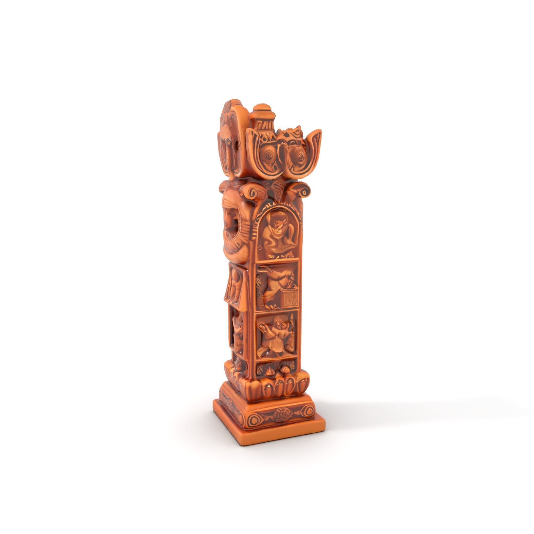 Intricate Wooden Carved Column Model Pack Low-poly 3D model_6
