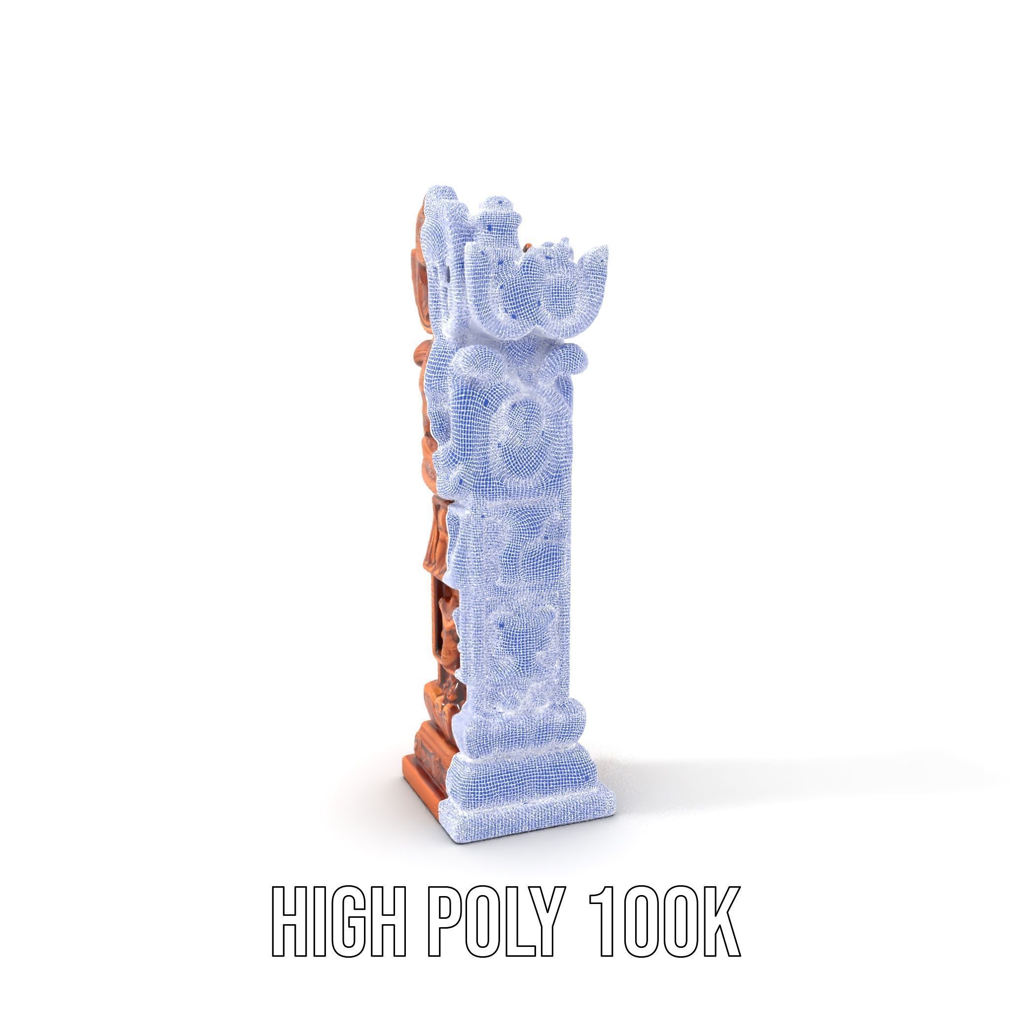 Intricate Wooden Carved Column Model Pack Low-poly 3D model_4