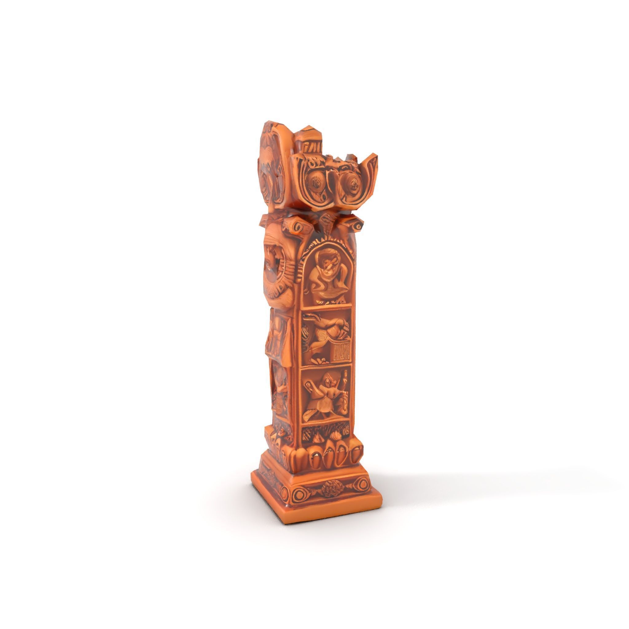 Intricate Wooden Carved Column Model Pack Low-poly 3D model_11