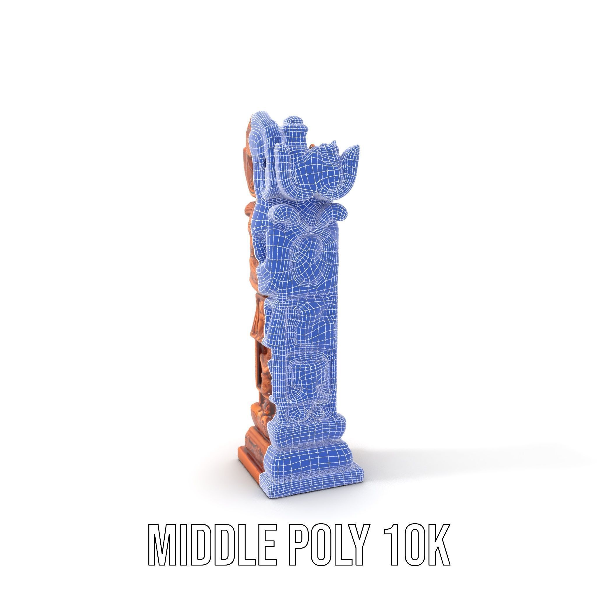 Intricate Wooden Carved Column Model Pack Low-poly 3D model_12