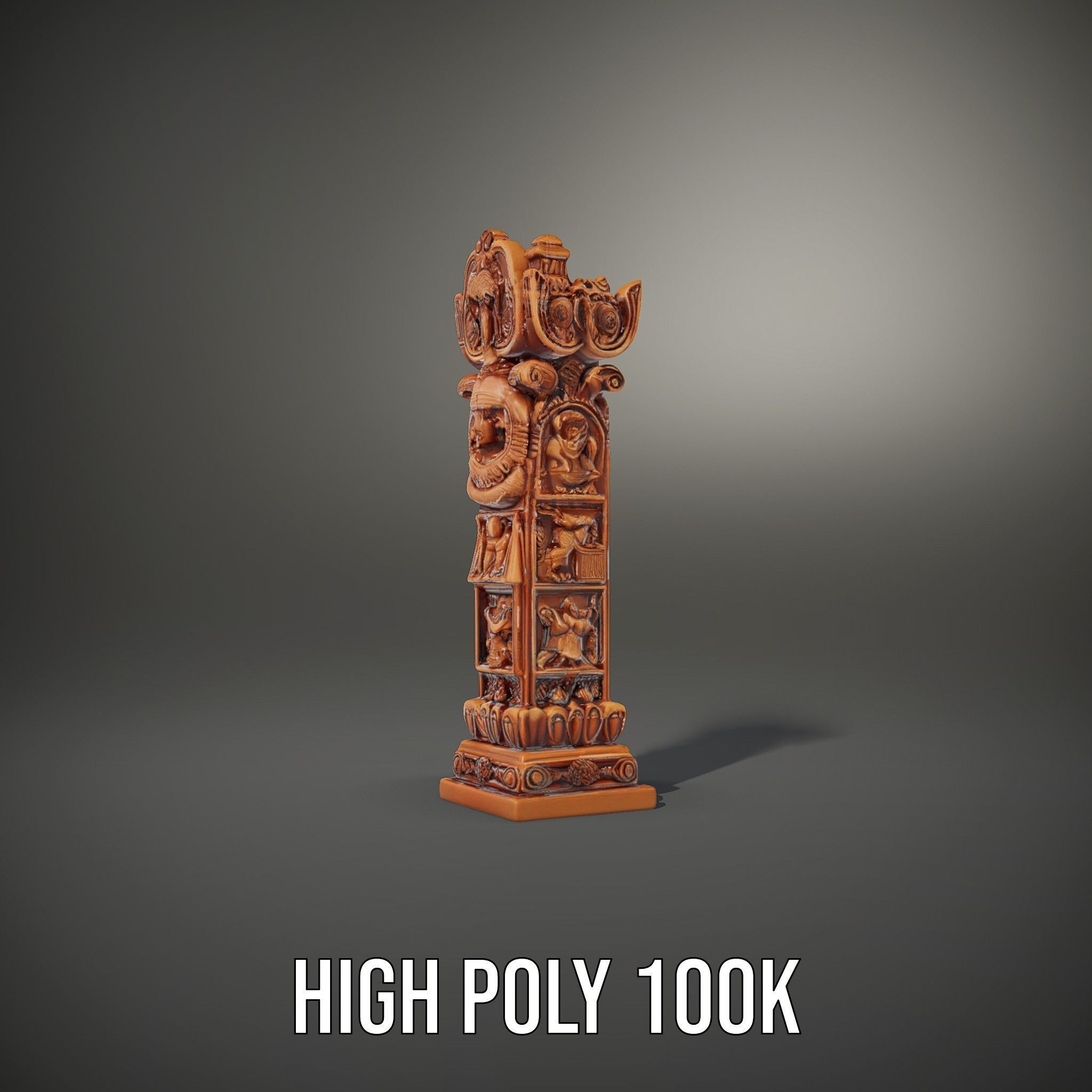 Intricate Wooden Carved Column Model Pack Low-poly 3D model_19