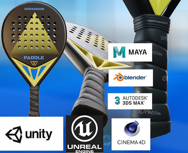 Padel Tennis racket for paddle low poly PBR Low-poly 3D model