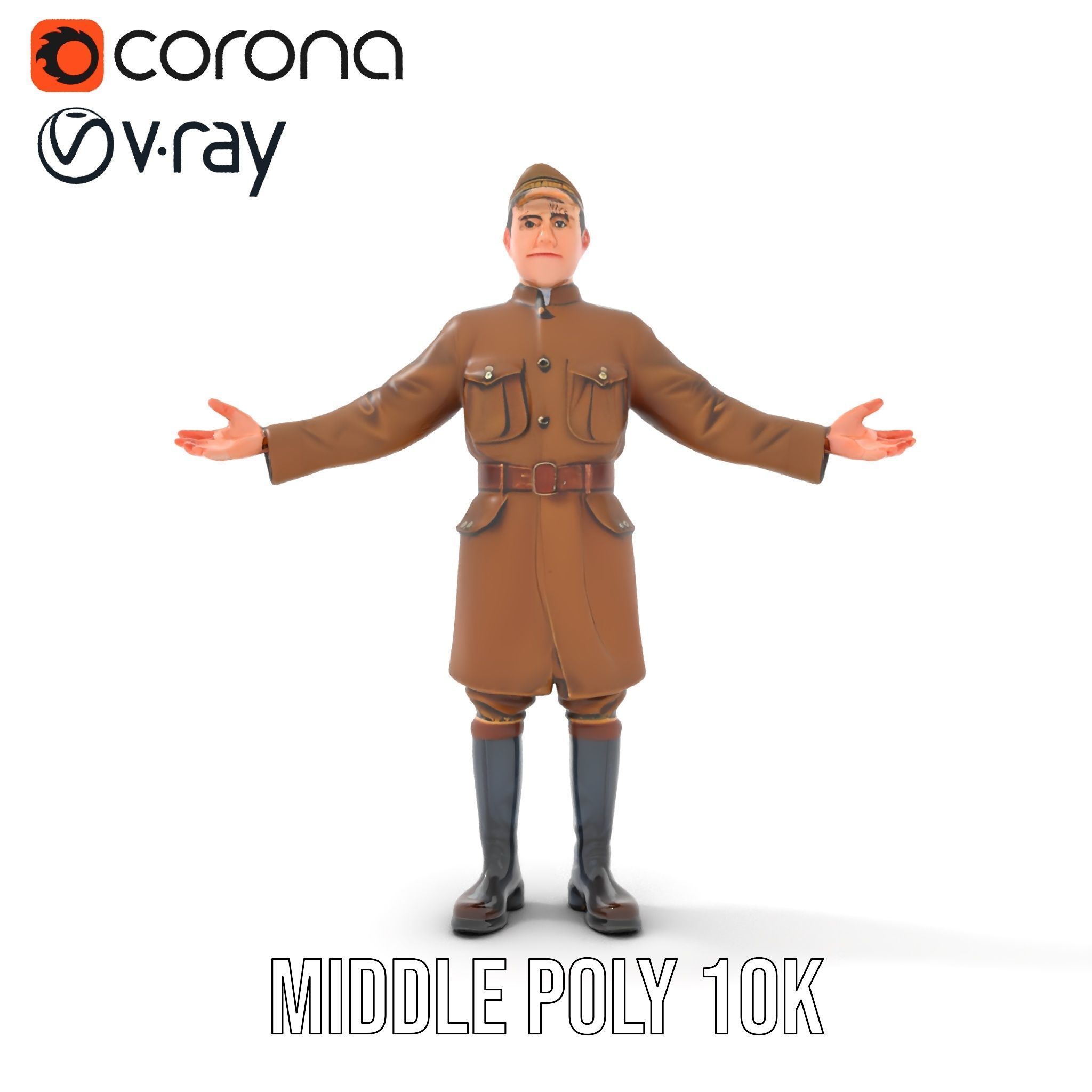 World War Soldier Rigged and Animated D Model Low-poly 3D model_15