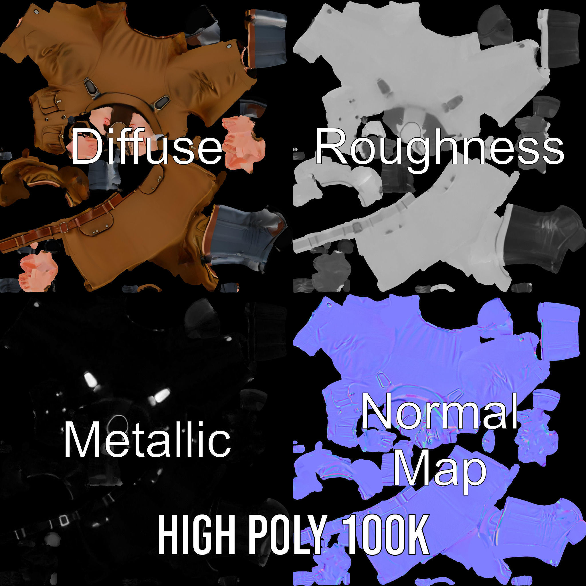 World War Soldier Rigged and Animated D Model Low-poly 3D model_3