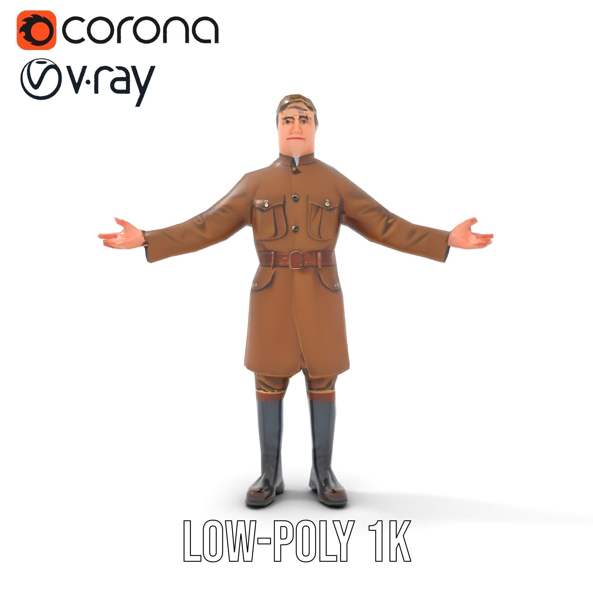 World War Soldier Rigged and Animated D Model Low-poly 3D model_7