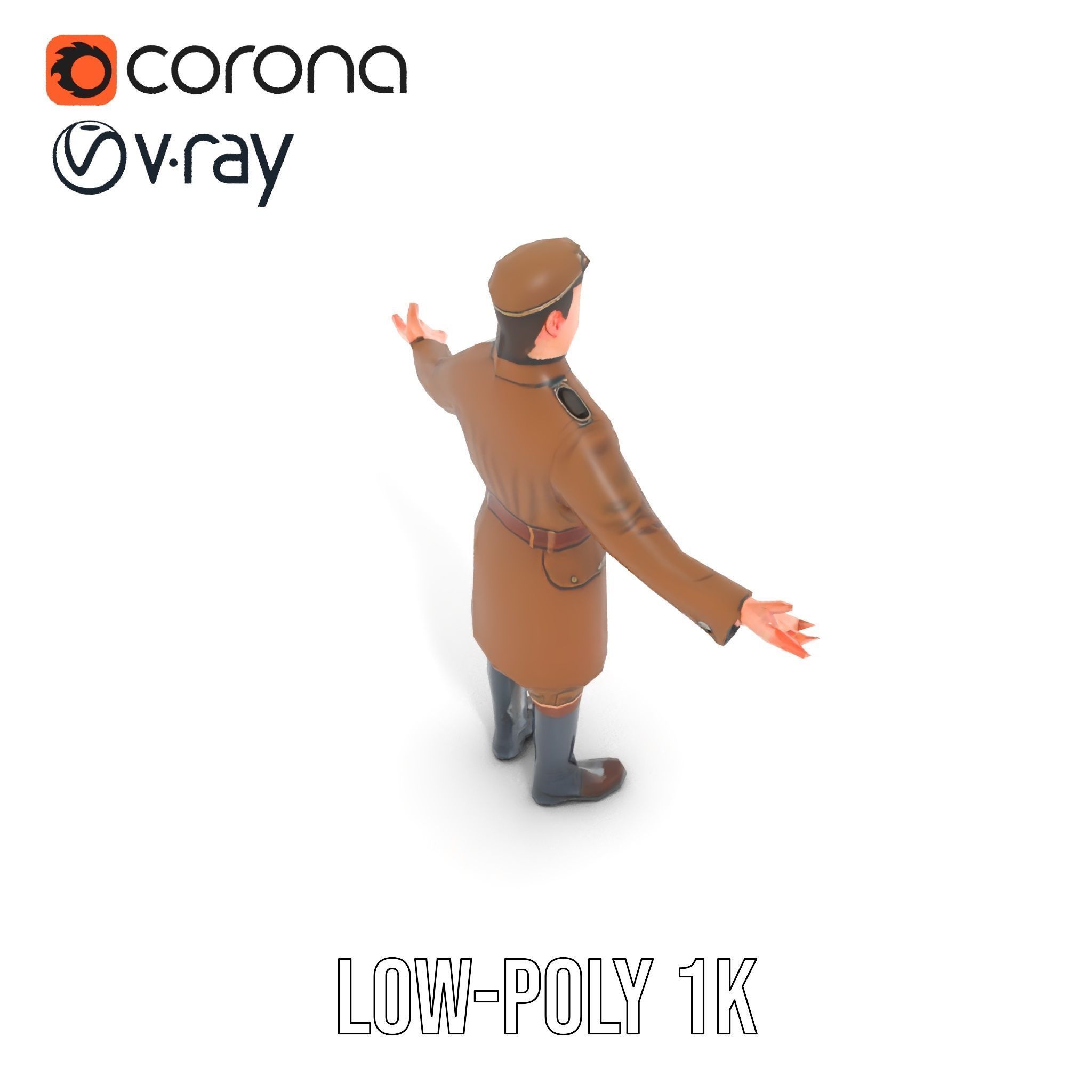 World War Soldier Rigged and Animated D Model Low-poly 3D model_13