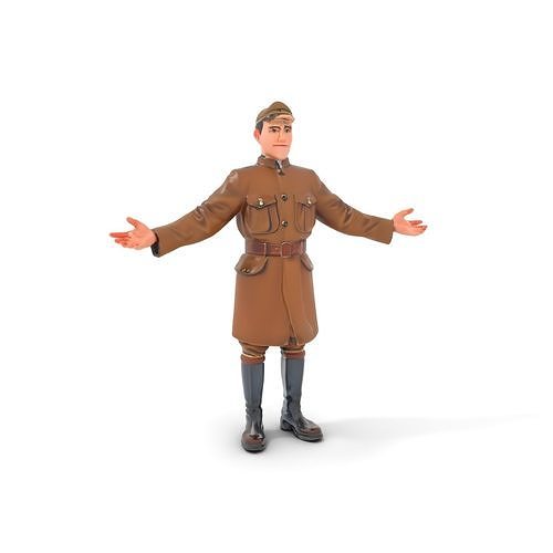 World War Soldier Rigged and Animated D Model Low-poly 3D model