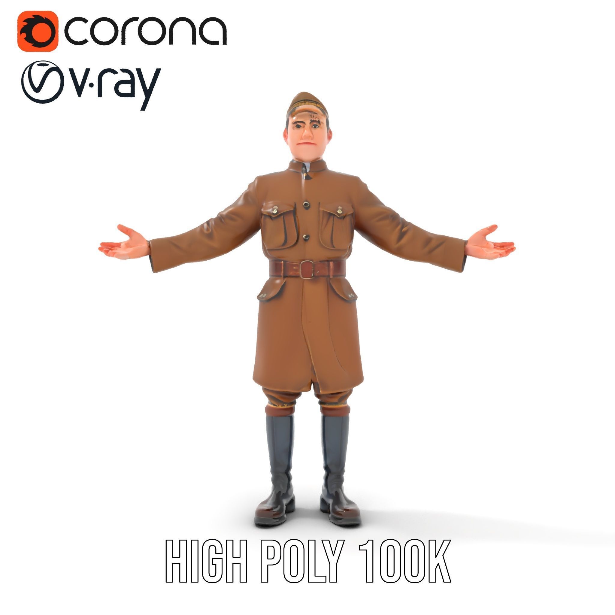 World War Soldier Rigged and Animated D Model Low-poly 3D model_23
