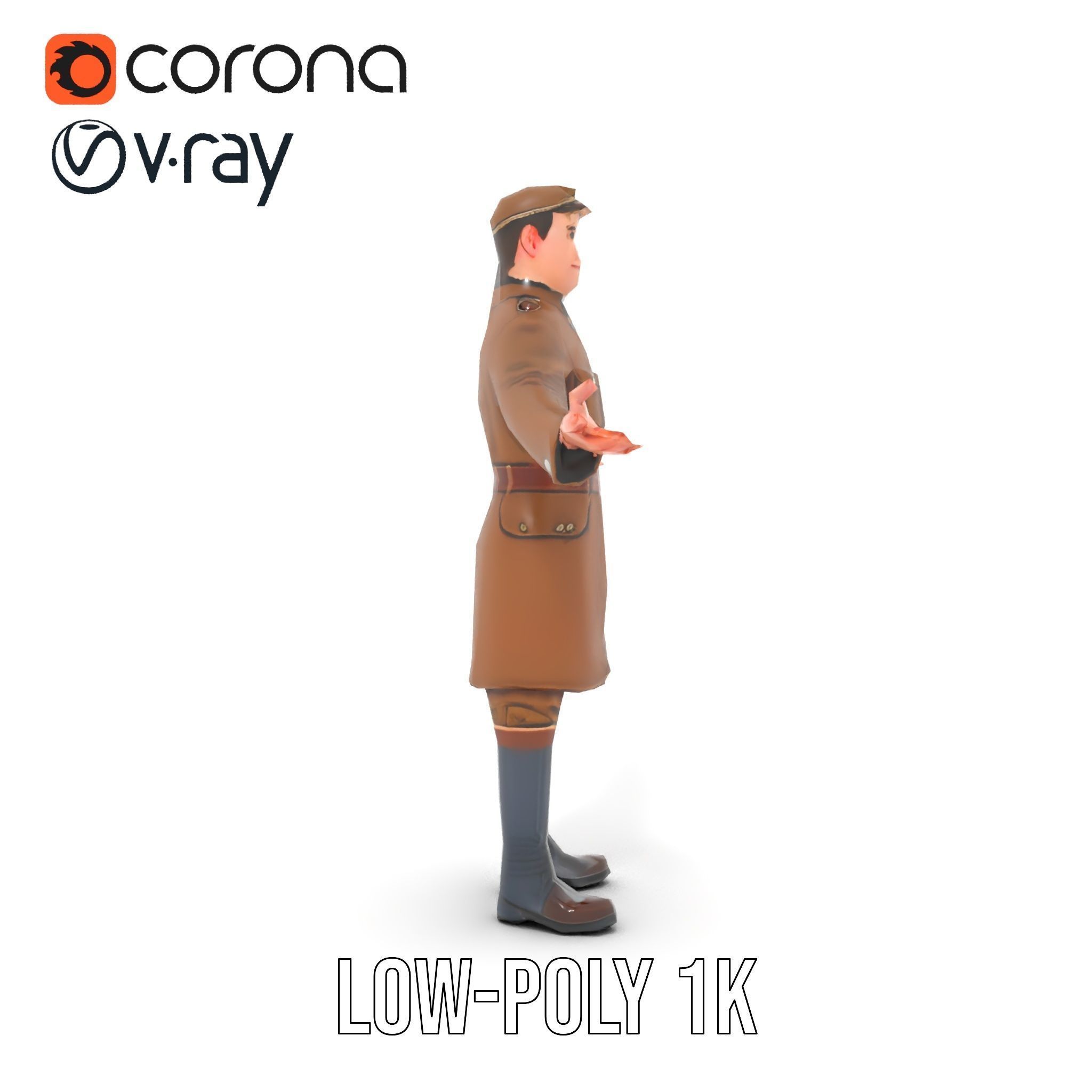World War Soldier Rigged and Animated D Model Low-poly 3D model_19
