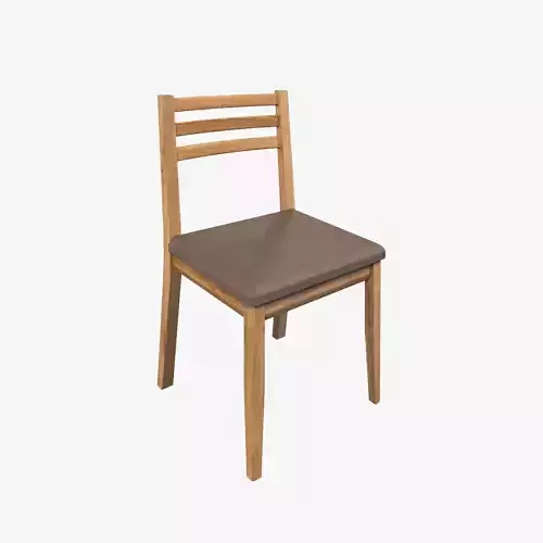 Country Dining Chair Solid Natural Oak and Brown Leather