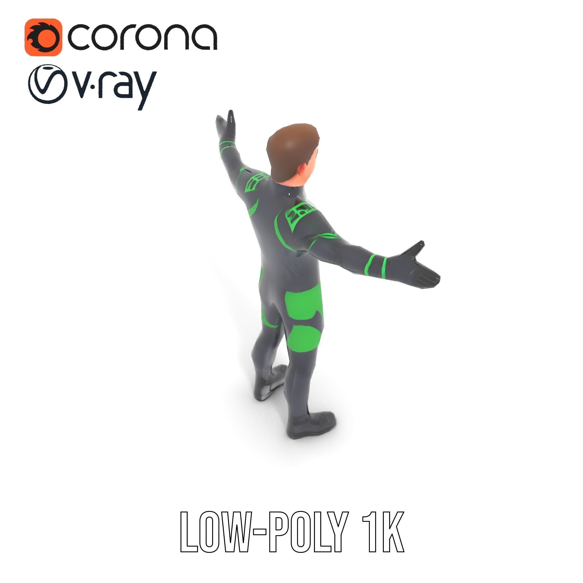 Futuristic Urban Warrior Rigged and Animated D Character Model Low-poly 3D model_16