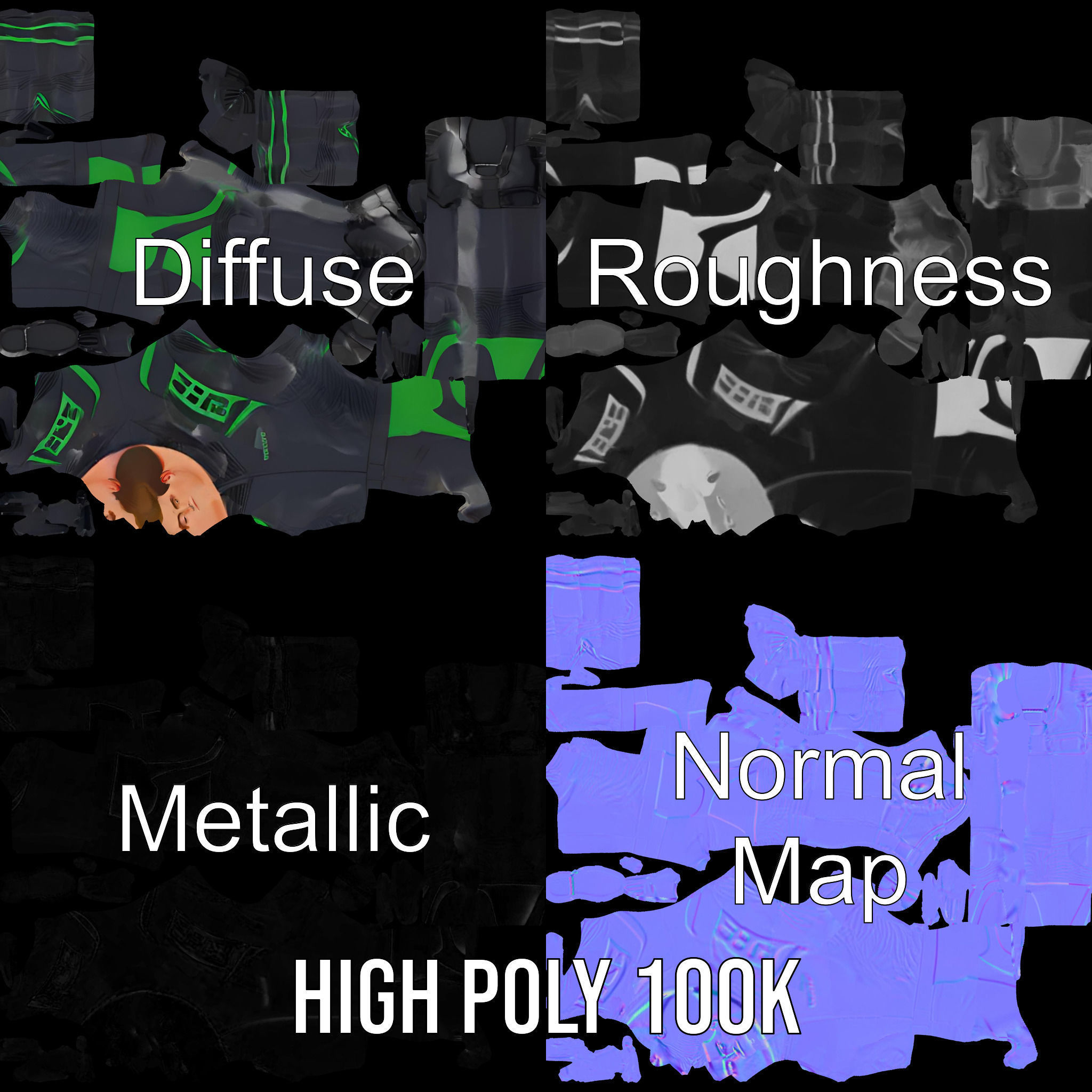 Futuristic Urban Warrior Rigged and Animated D Character Model Low-poly 3D model_3