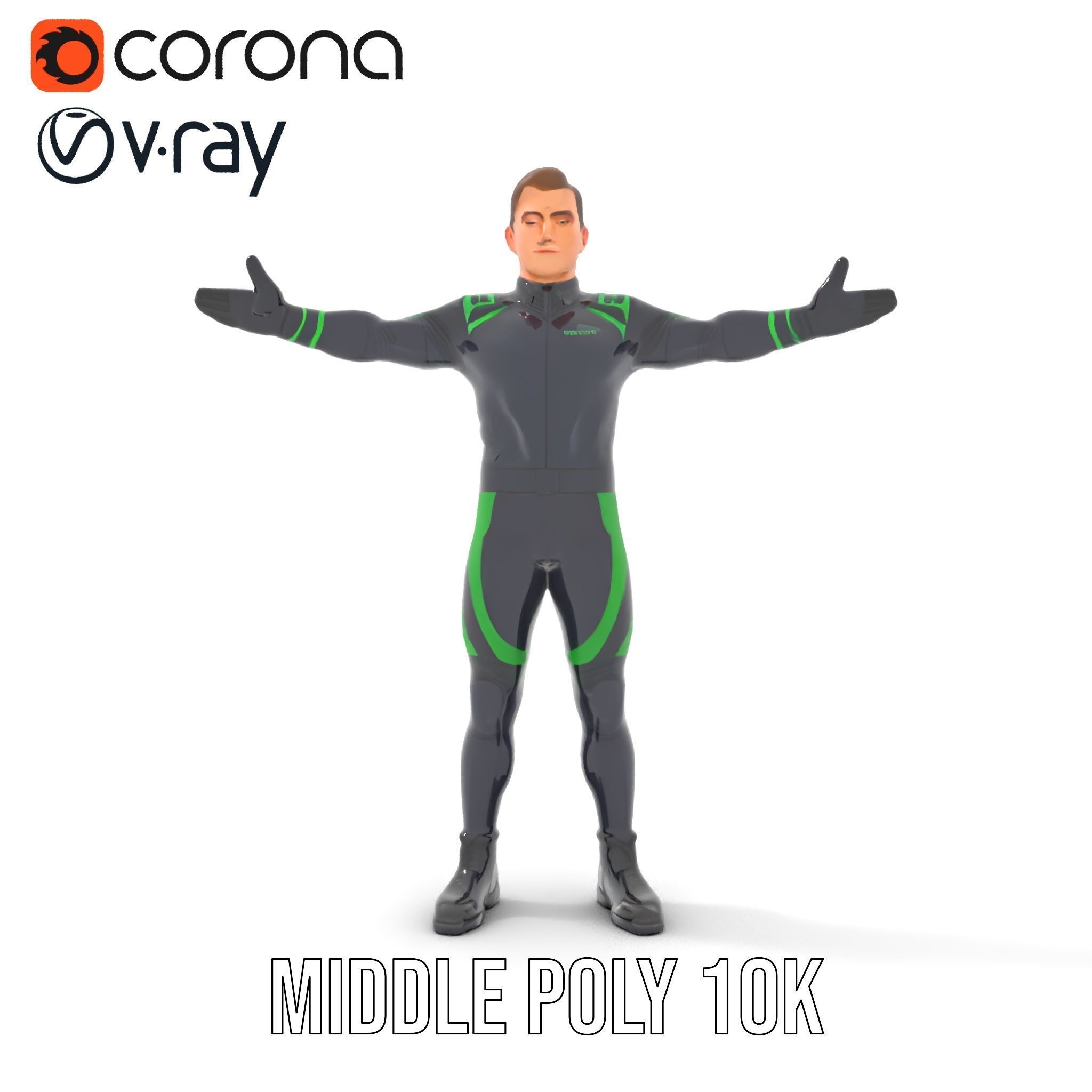 Futuristic Urban Warrior Rigged and Animated D Character Model Low-poly 3D model_27