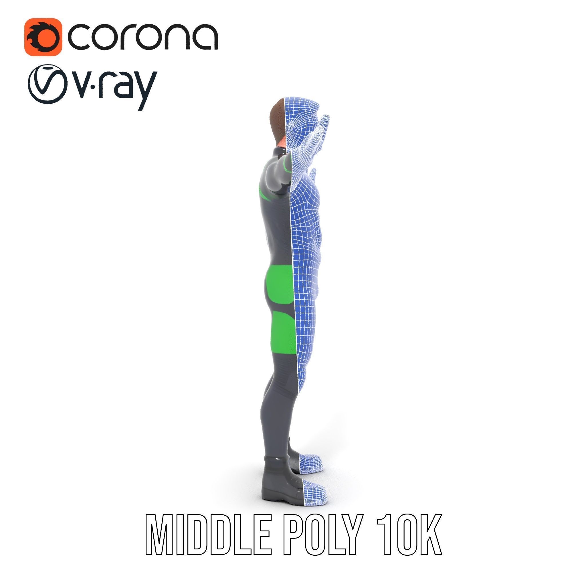 Futuristic Urban Warrior Rigged and Animated D Character Model Low-poly 3D model_13