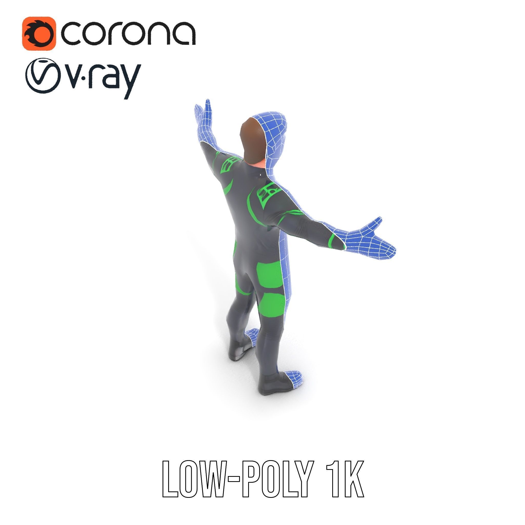 Futuristic Urban Warrior Rigged and Animated D Character Model Low-poly 3D model_22