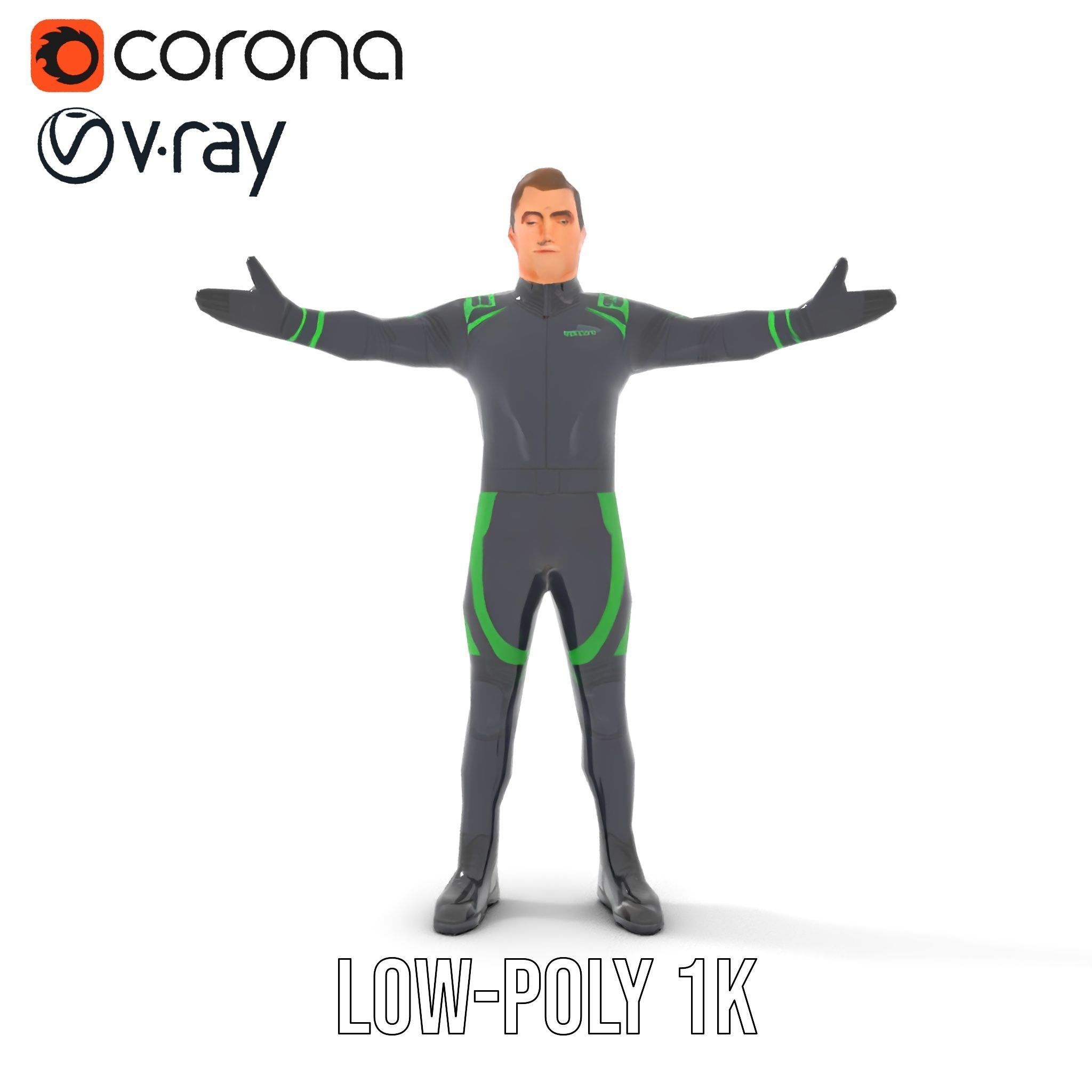 Futuristic Urban Warrior Rigged and Animated D Character Model Low-poly 3D model_25