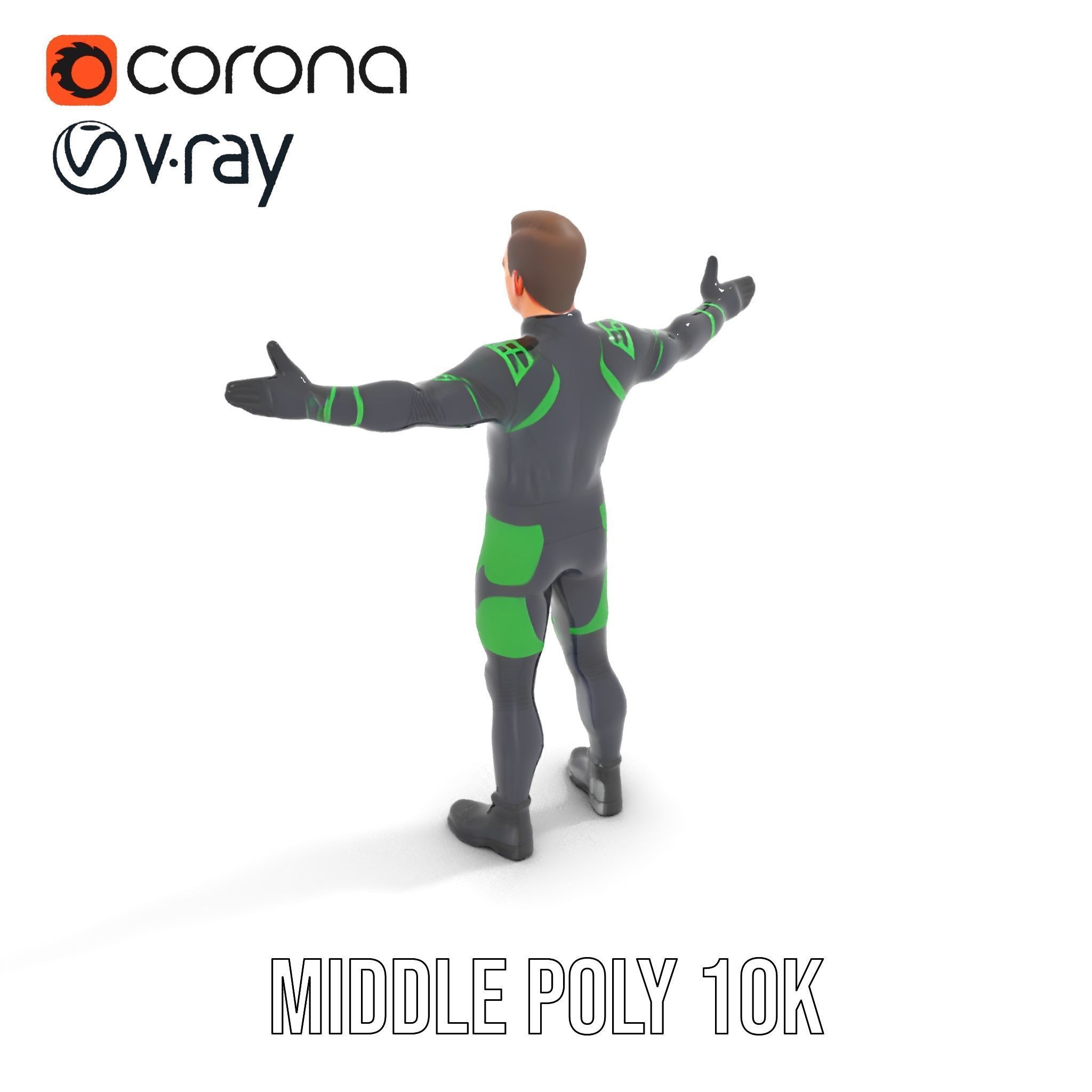 Futuristic Urban Warrior Rigged and Animated D Character Model Low-poly 3D model_34