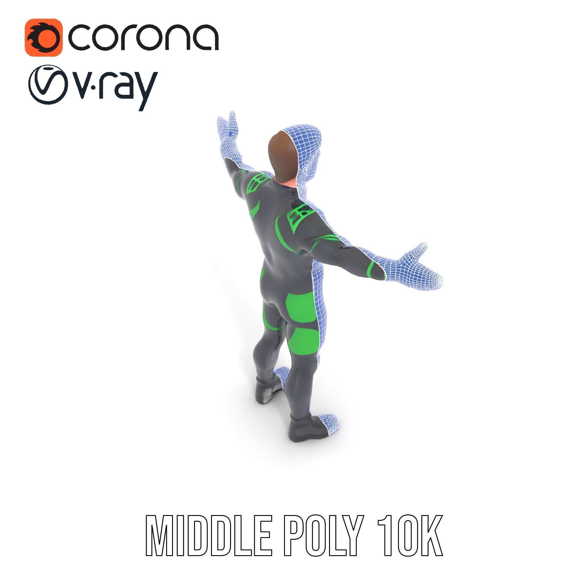 Futuristic Urban Warrior Rigged and Animated D Character Model Low-poly 3D model_18