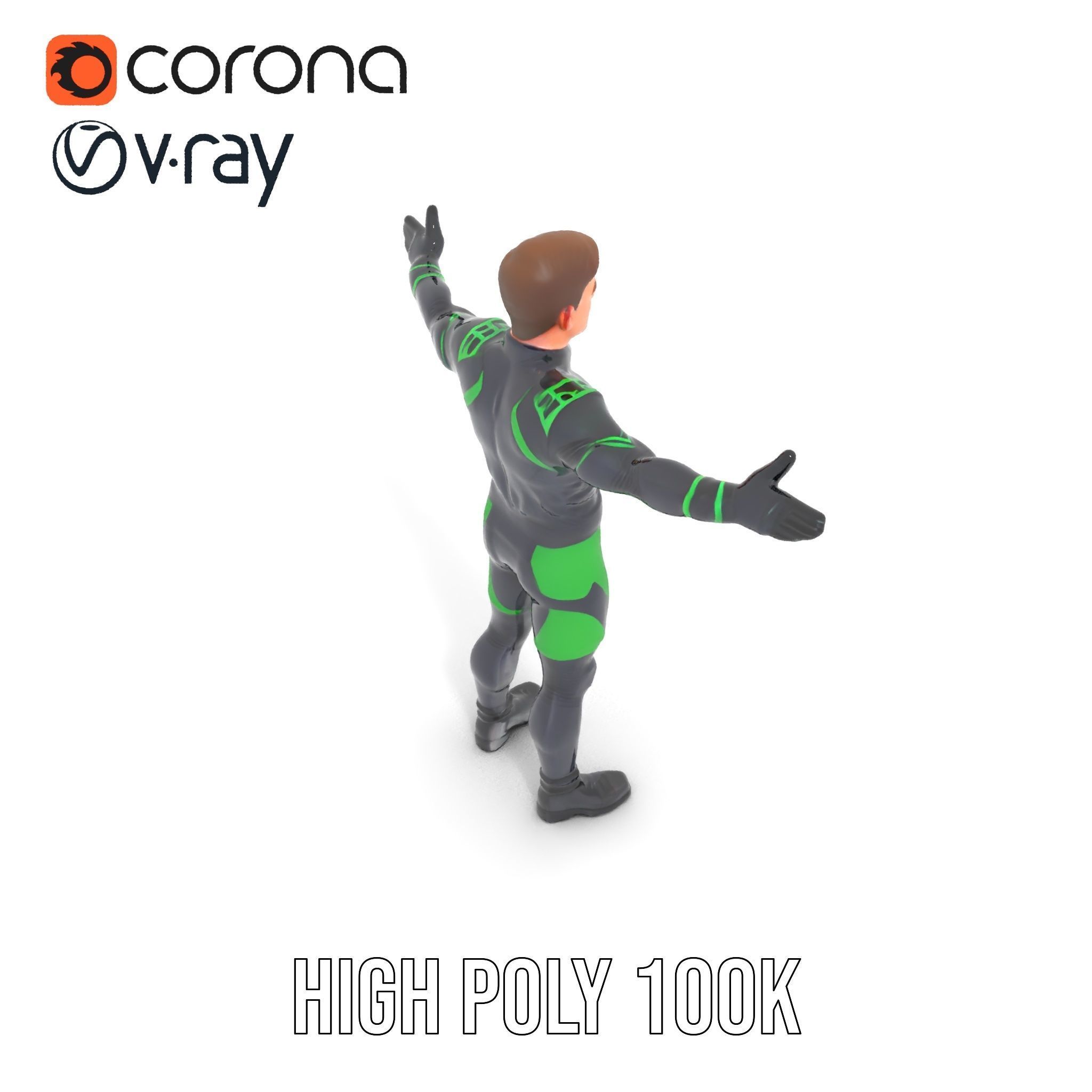 Futuristic Urban Warrior Rigged and Animated D Character Model Low-poly 3D model_23
