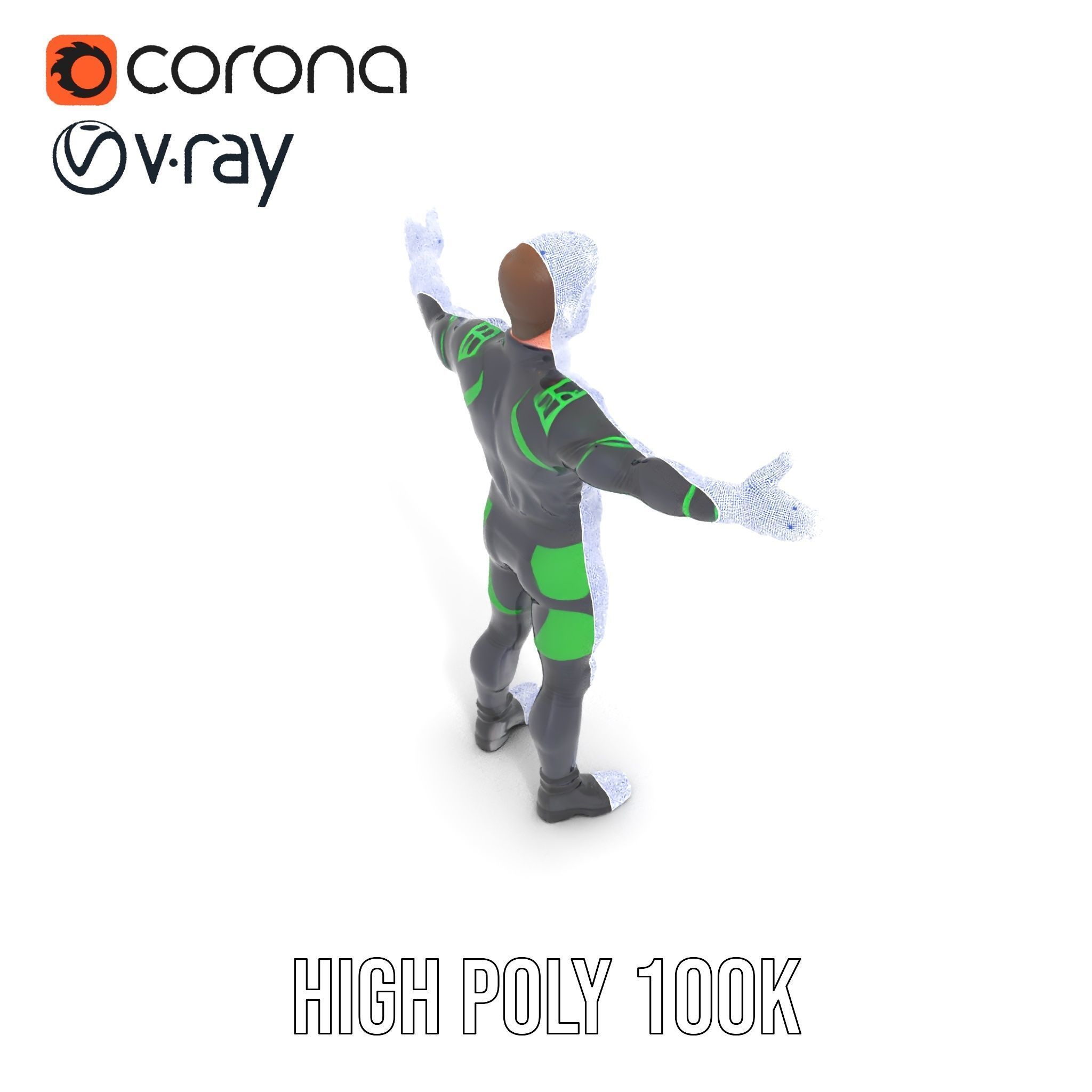 Futuristic Urban Warrior Rigged and Animated D Character Model Low-poly 3D model_32